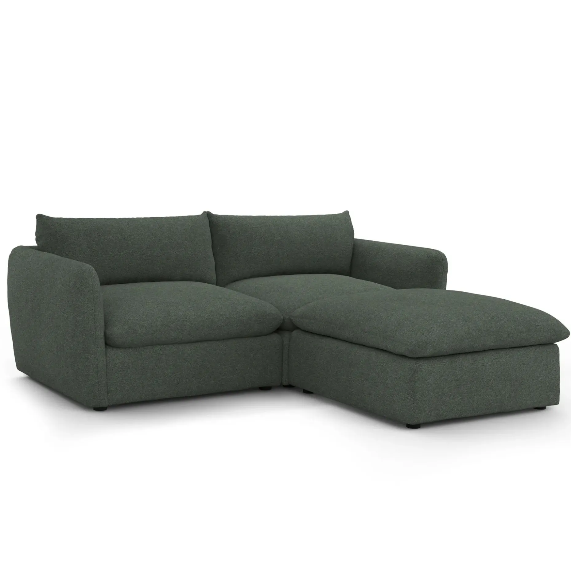 Leigh 92" Modular Sectional - Green Wool Bouclé