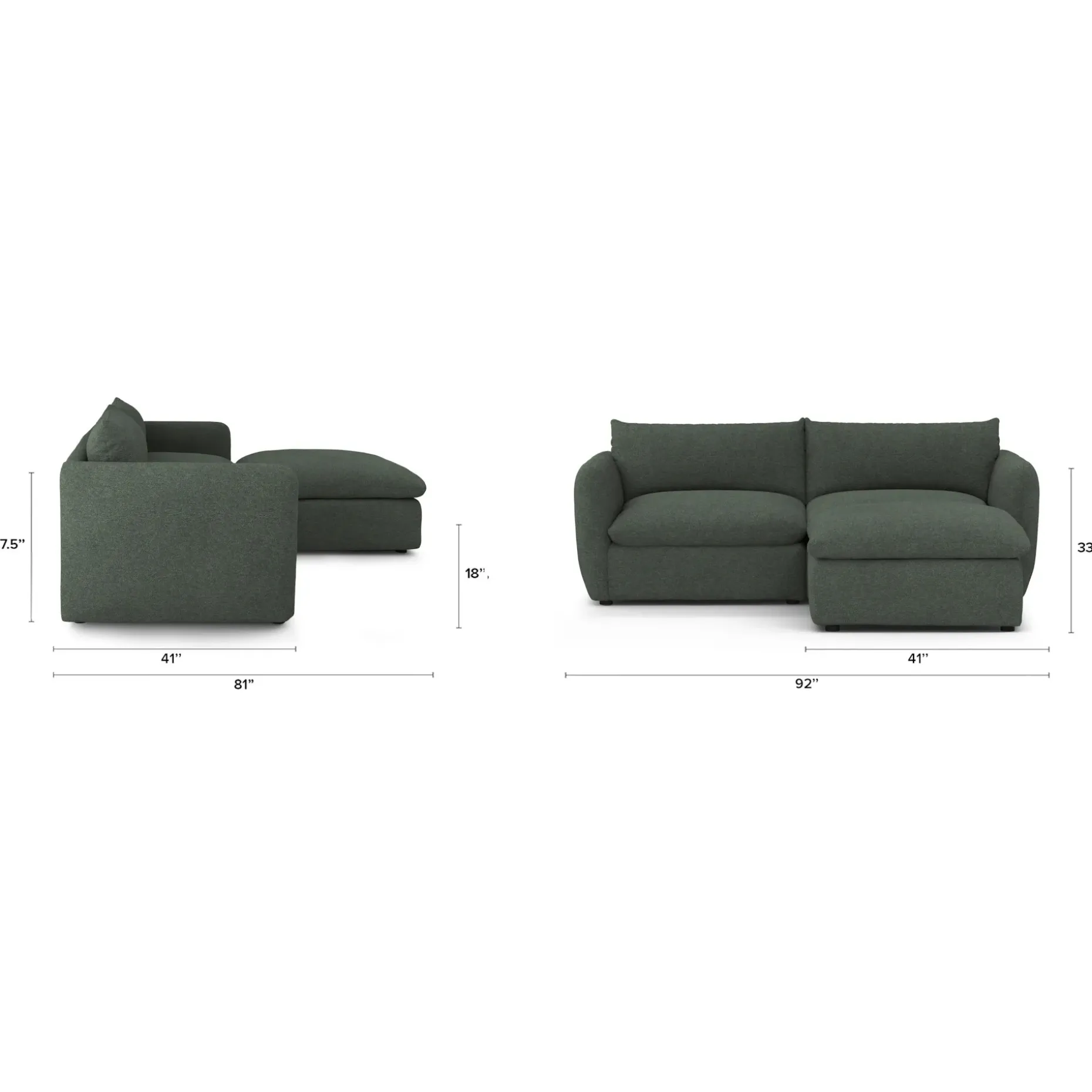 Leigh 92" Modular Sectional - Green Wool Bouclé