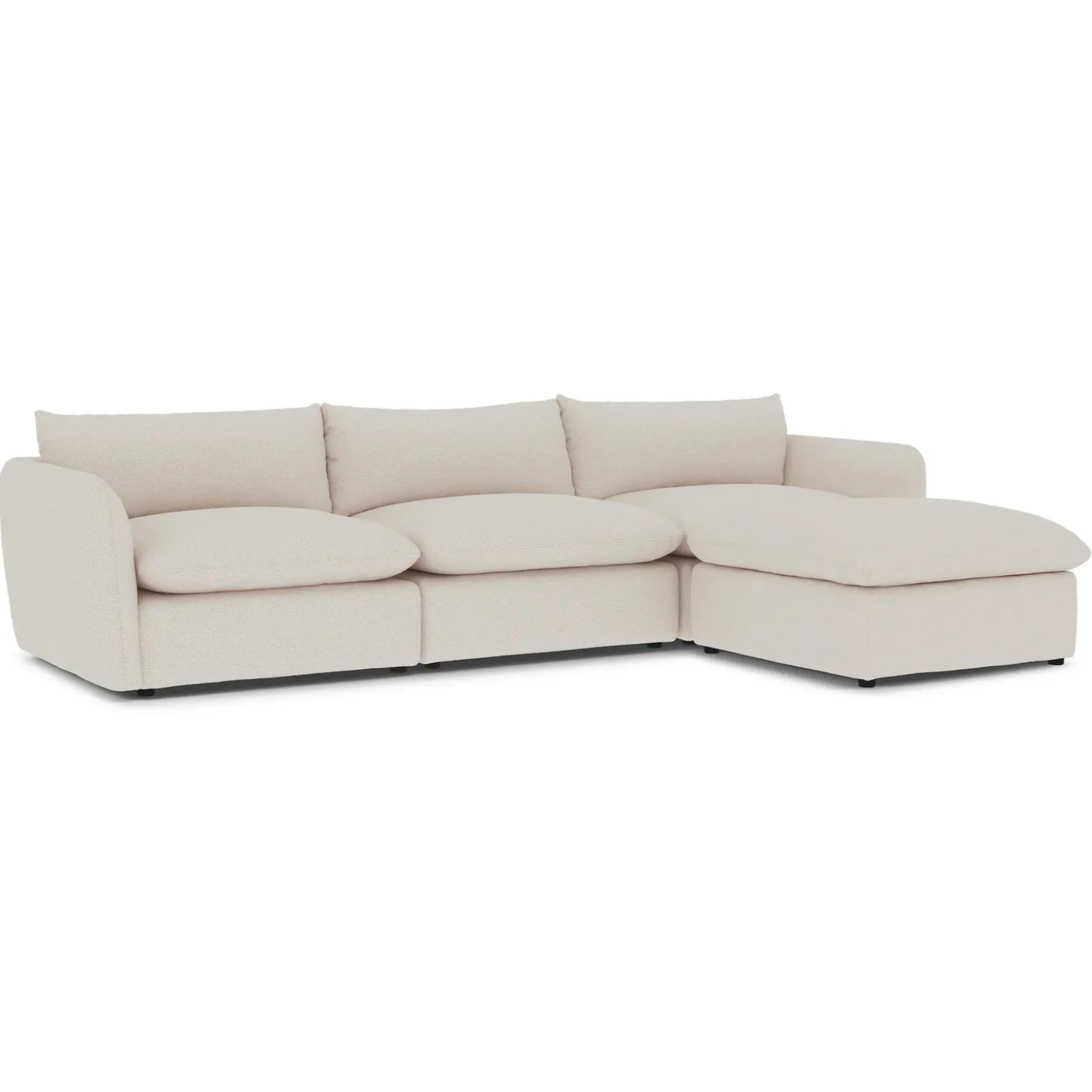 Leigh 131.5" Modular Sectional - Ivory Wool Bouclé