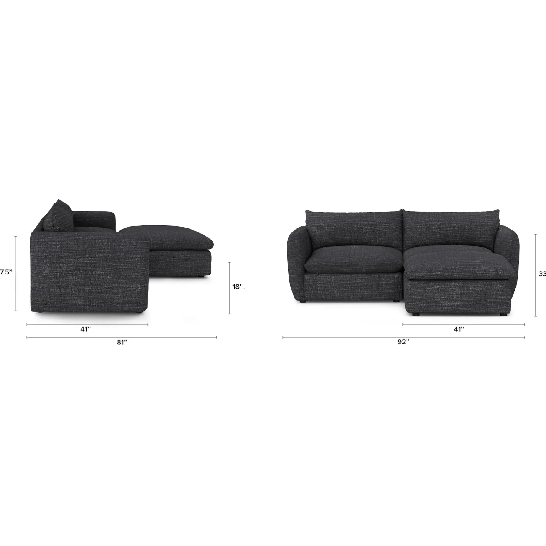Leigh 92" Modular Sectional - Napa Charcoal