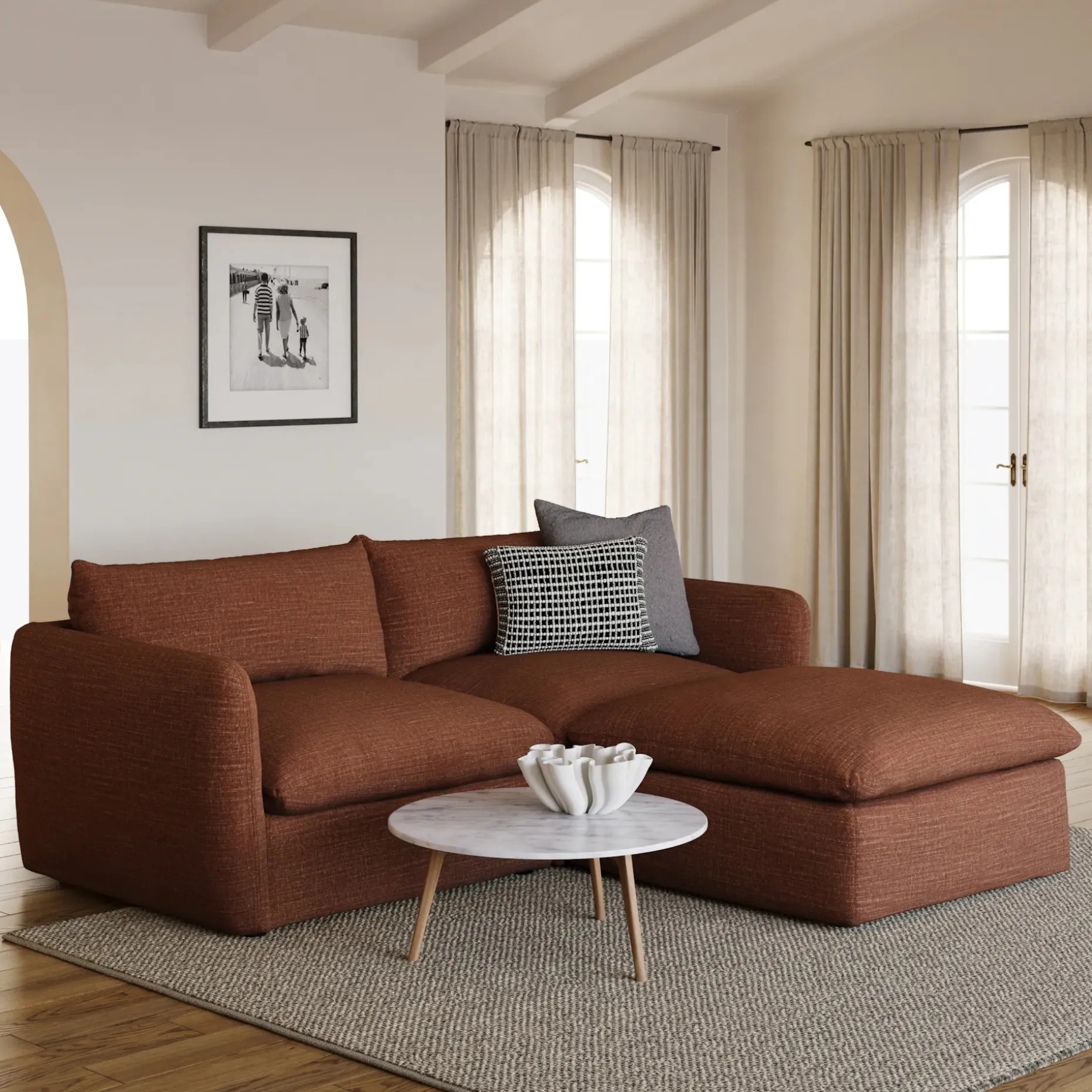 Leigh 92" Modular Sectional - Napa Rust
