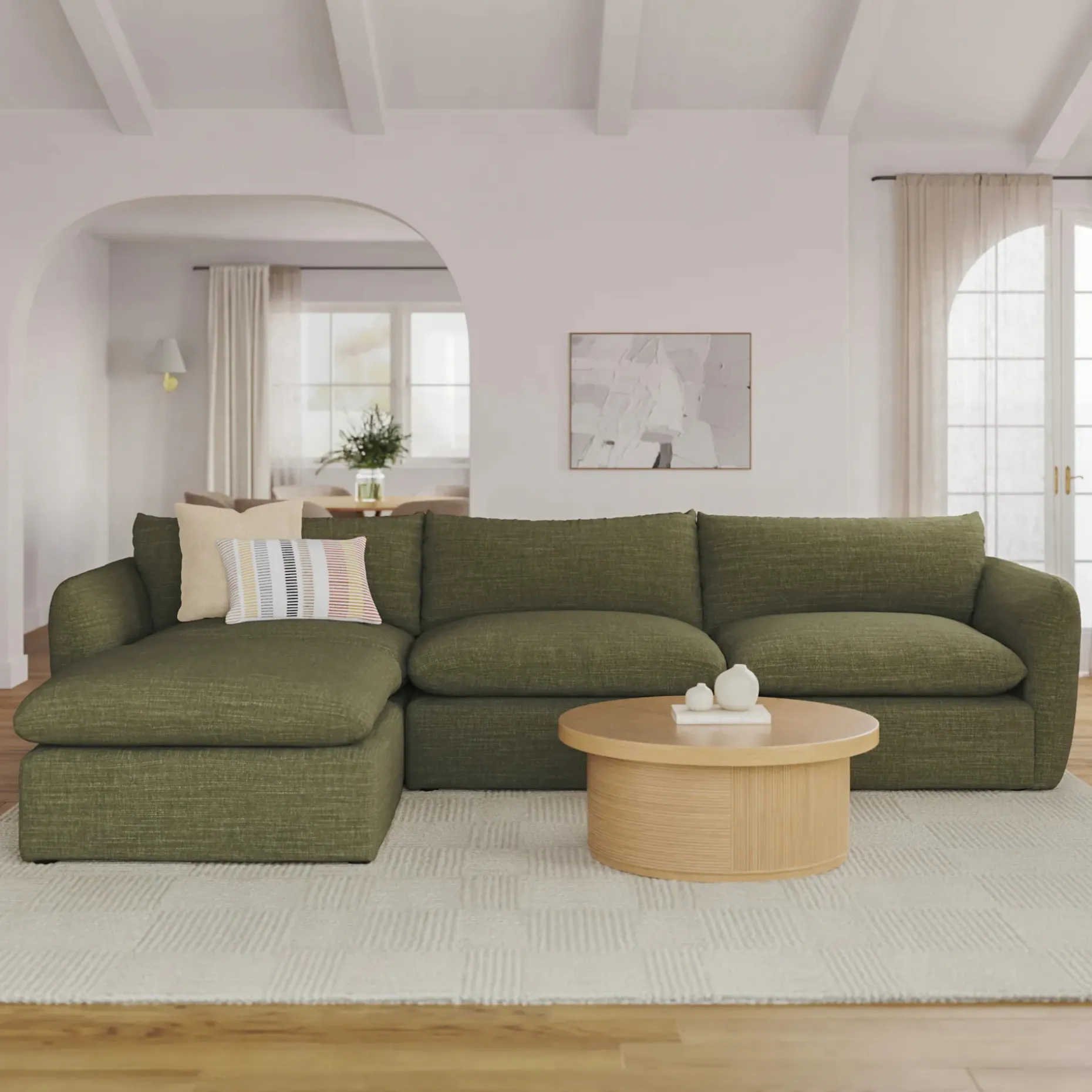 Leigh 131.5" Modular Sectional - Napa Moss