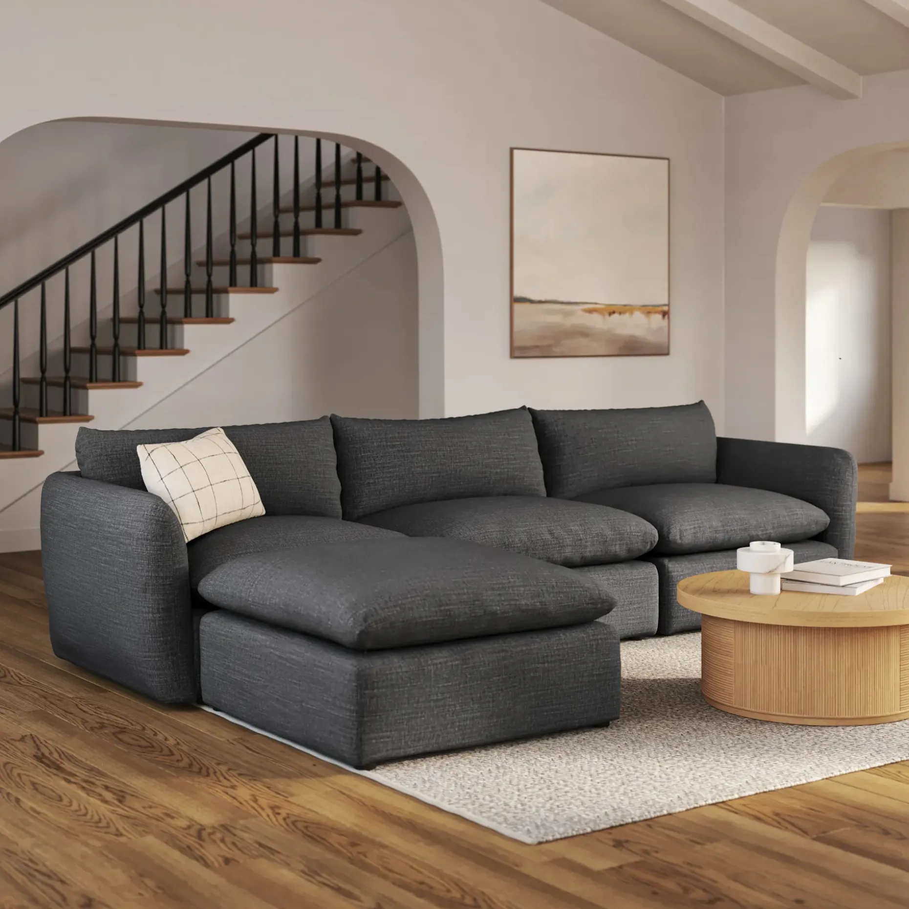 Leigh 131.5" Modular Sectional - Napa Charcoal