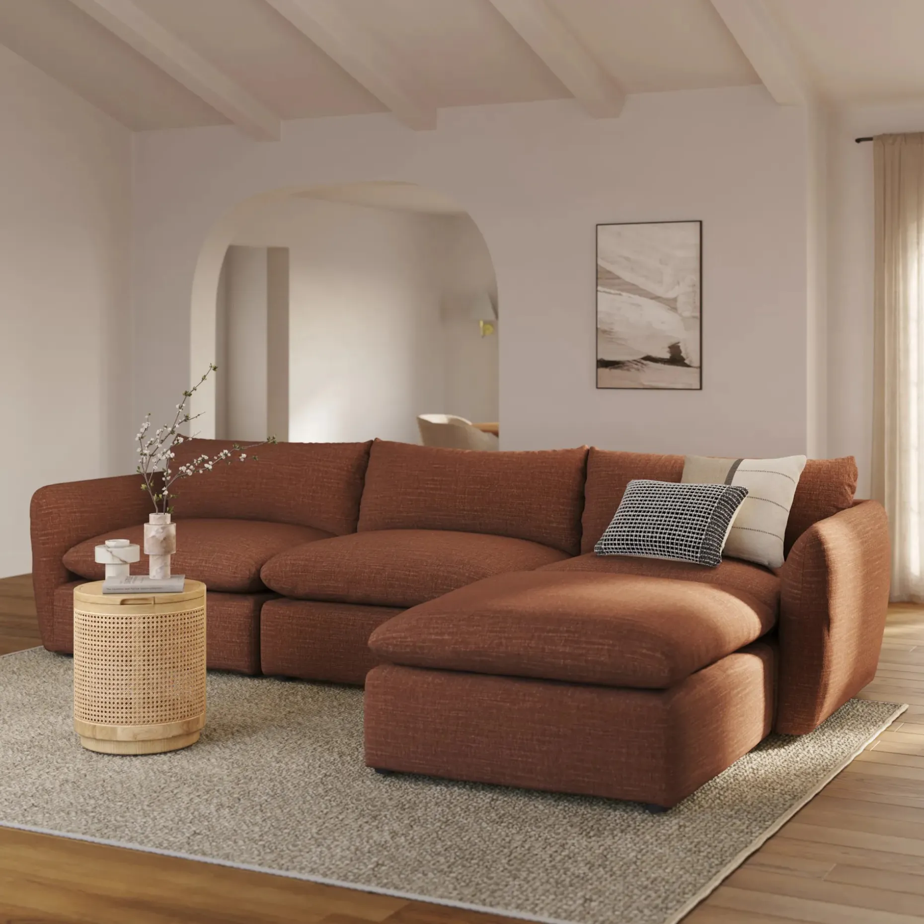 Leigh 131.5" Modular Sectional - Napa Rust