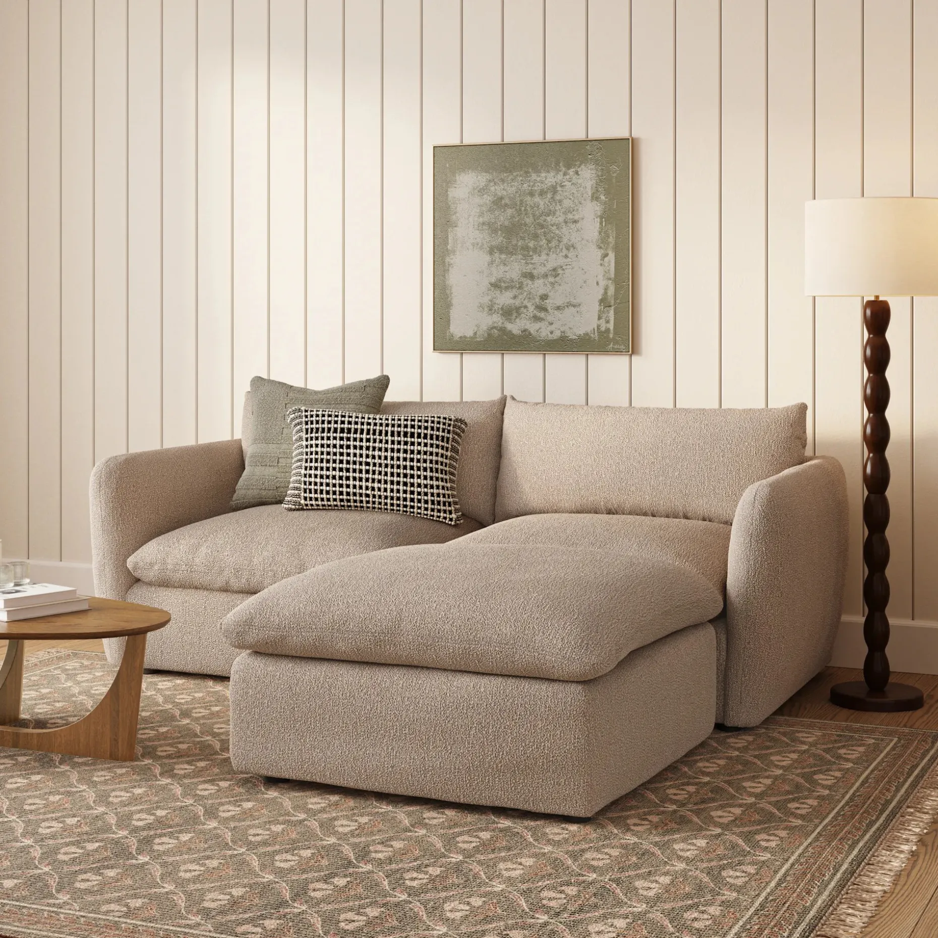 Leigh 92" Modular Sectional - Sandstone Wool Bouclé