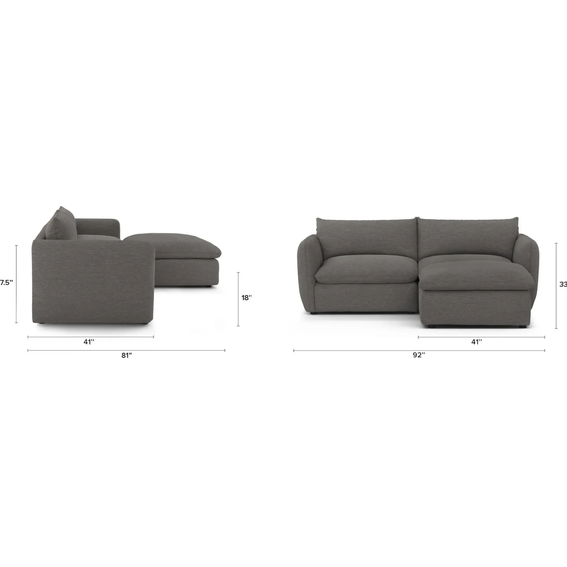 Leigh 92" Modular Sectional - Silver Gray
