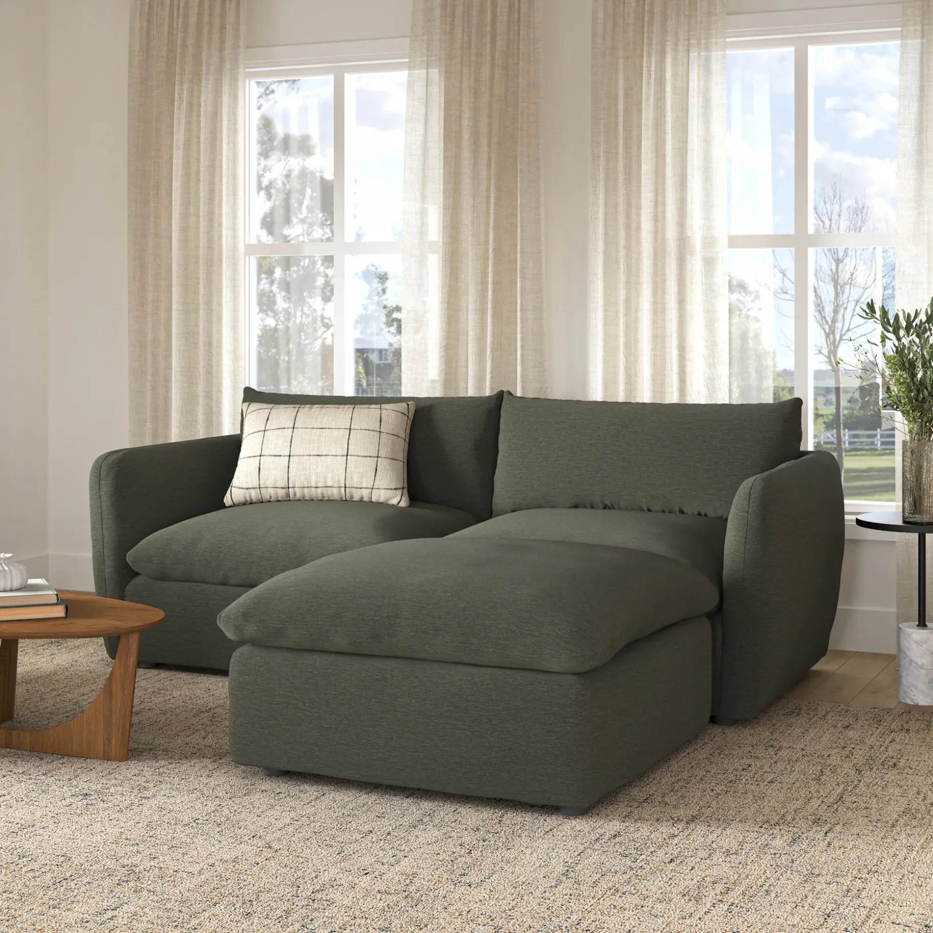 Leigh 92" Modular Sectional - Silver Moss