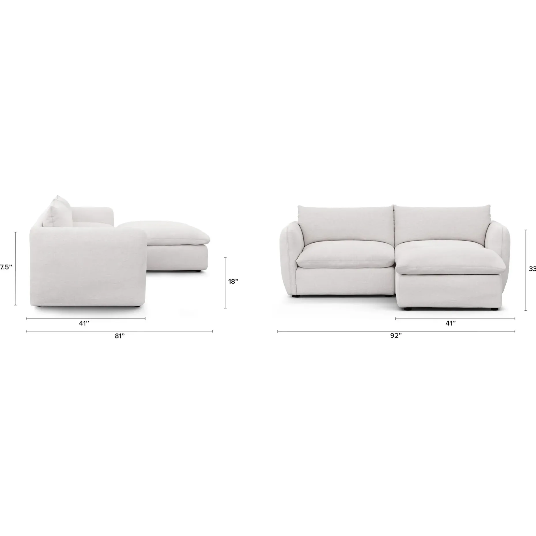 Leigh 92" Modular Sectional - Silver Ivory