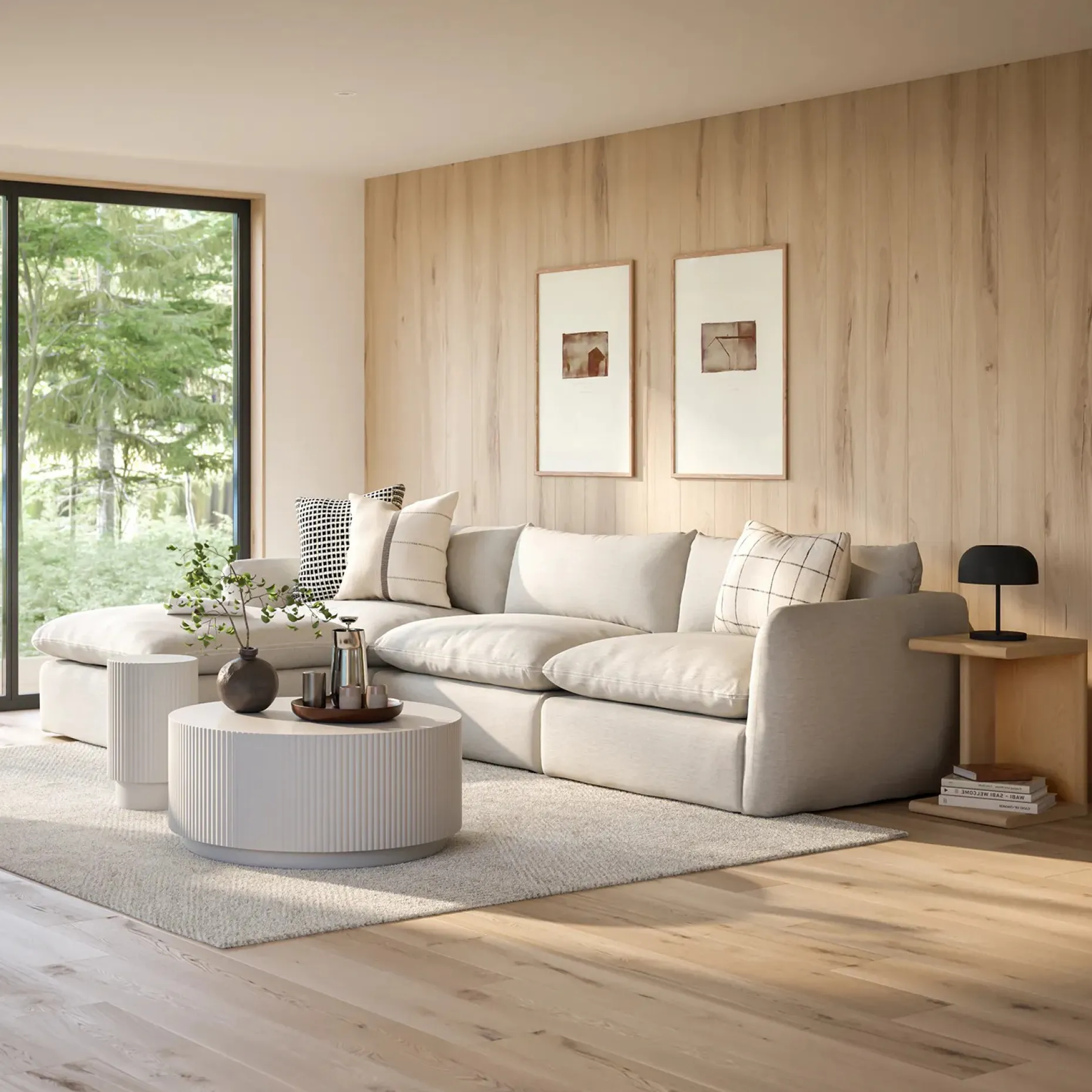 Leigh 131.5" Modular Sectional - Silver Ivory
