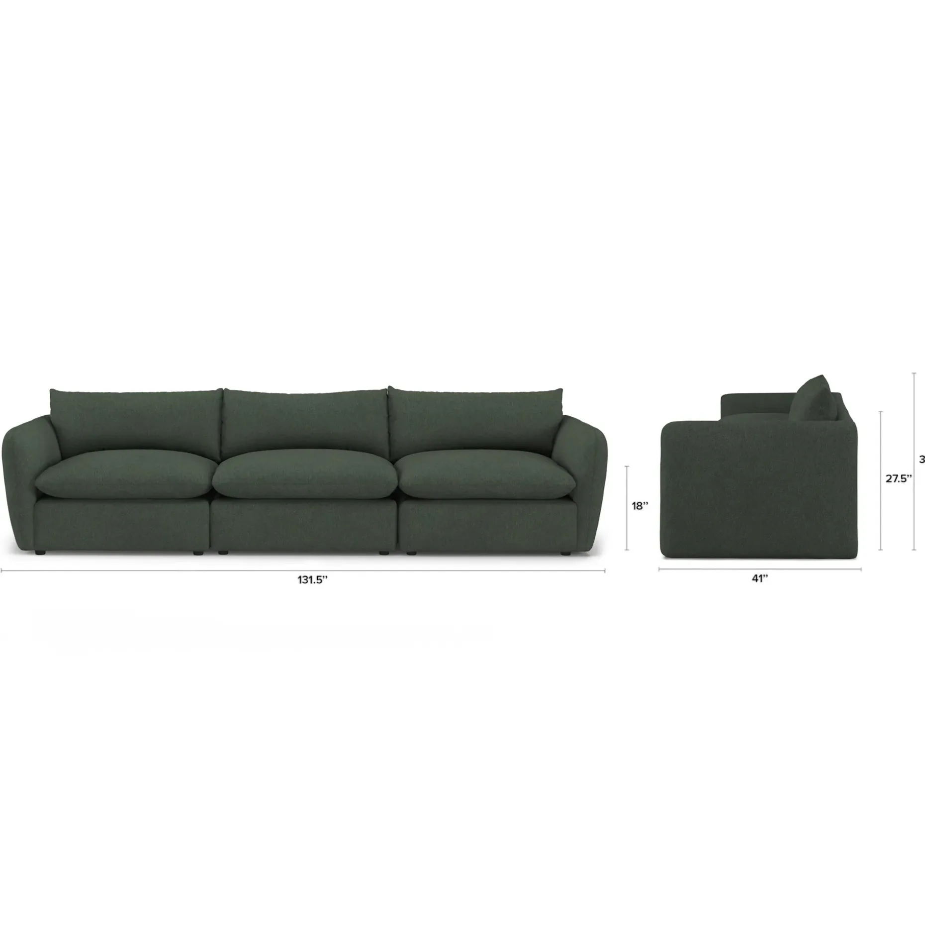Leigh 131.5" Modular Sofa - Green Wool Bouclé