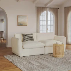 Leigh 92" Modular Sofa - Ivory Wool Bouclé