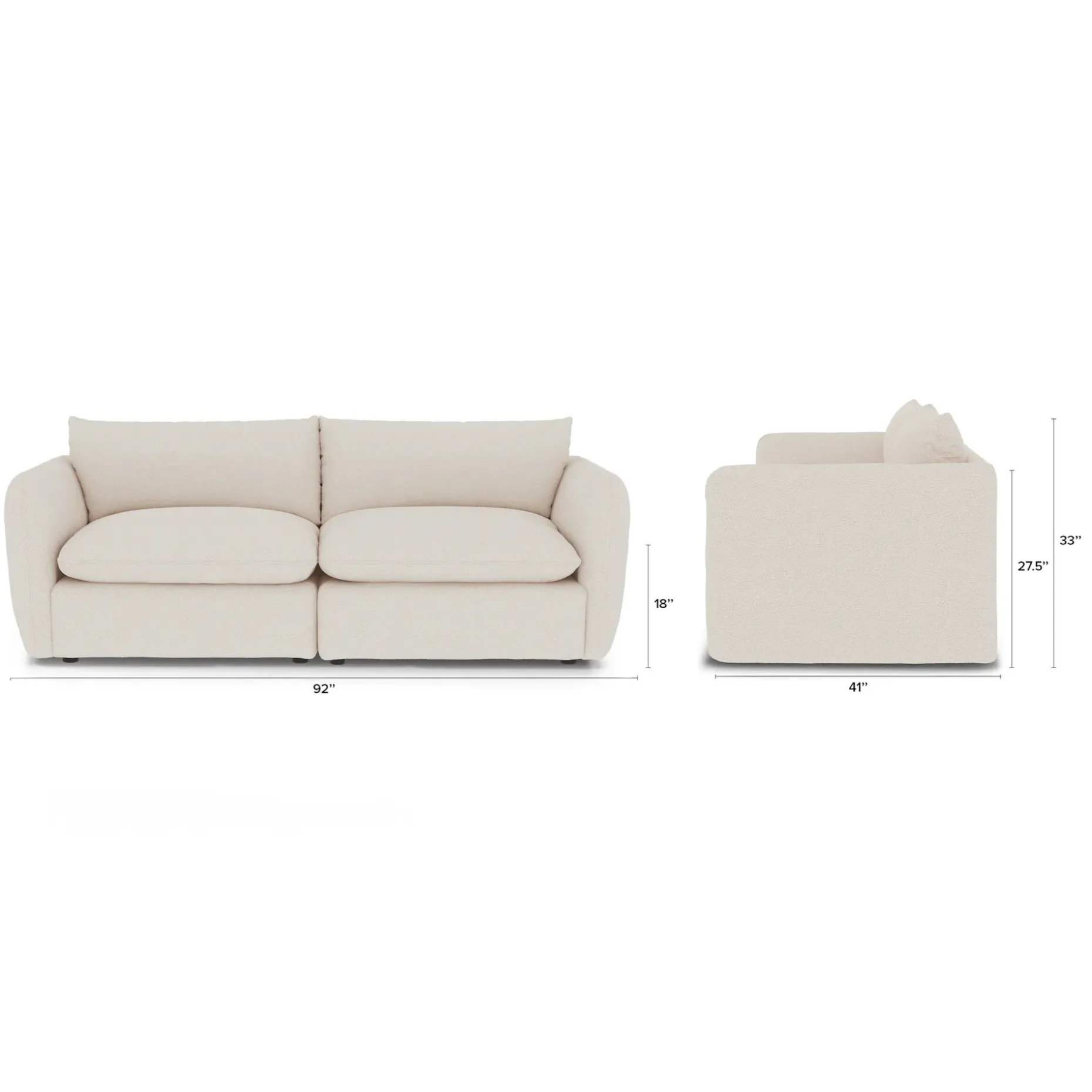 Leigh 92" Modular Sofa - Ivory Wool Bouclé