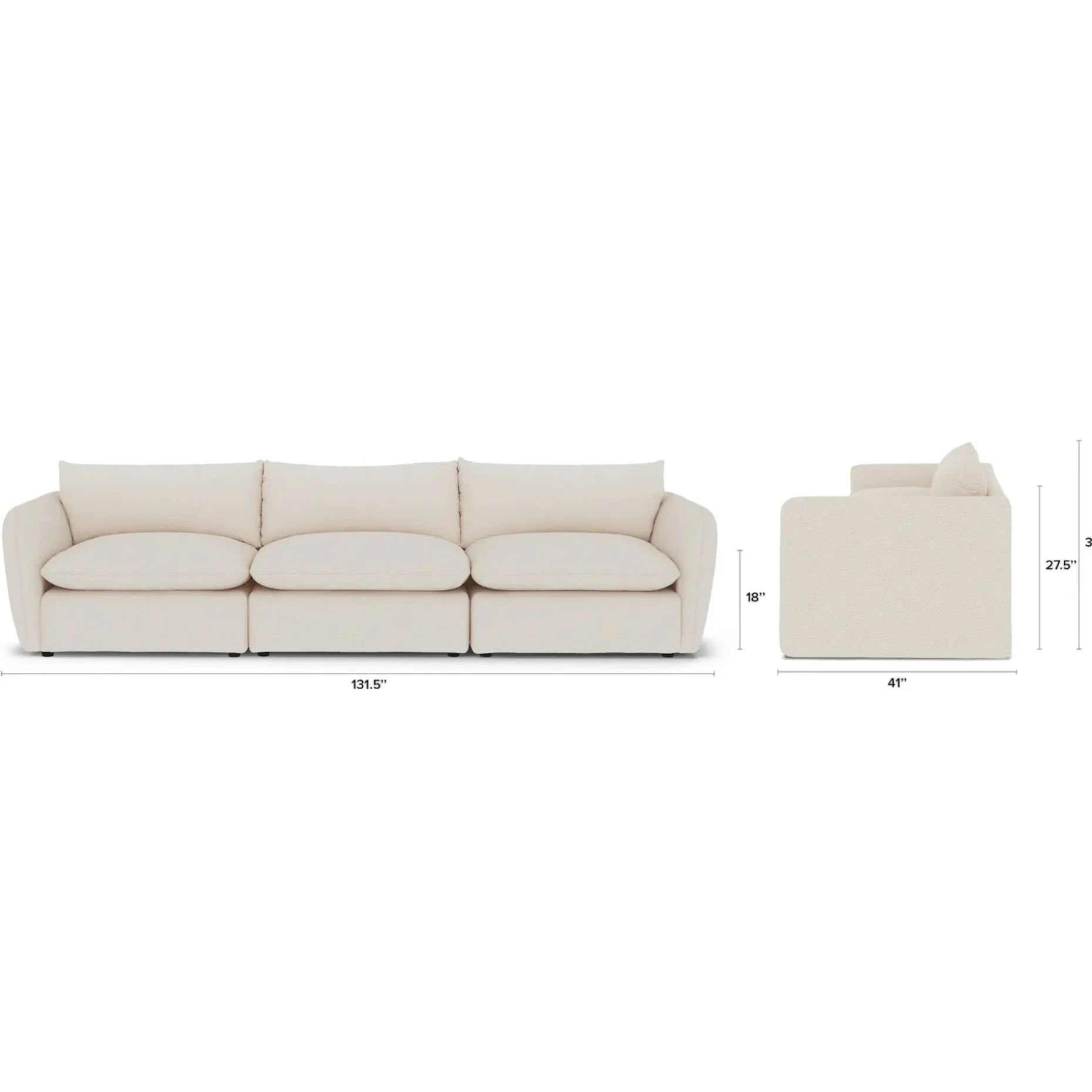 Leigh 131.5" Modular Sofa - Ivory Wool Bouclé