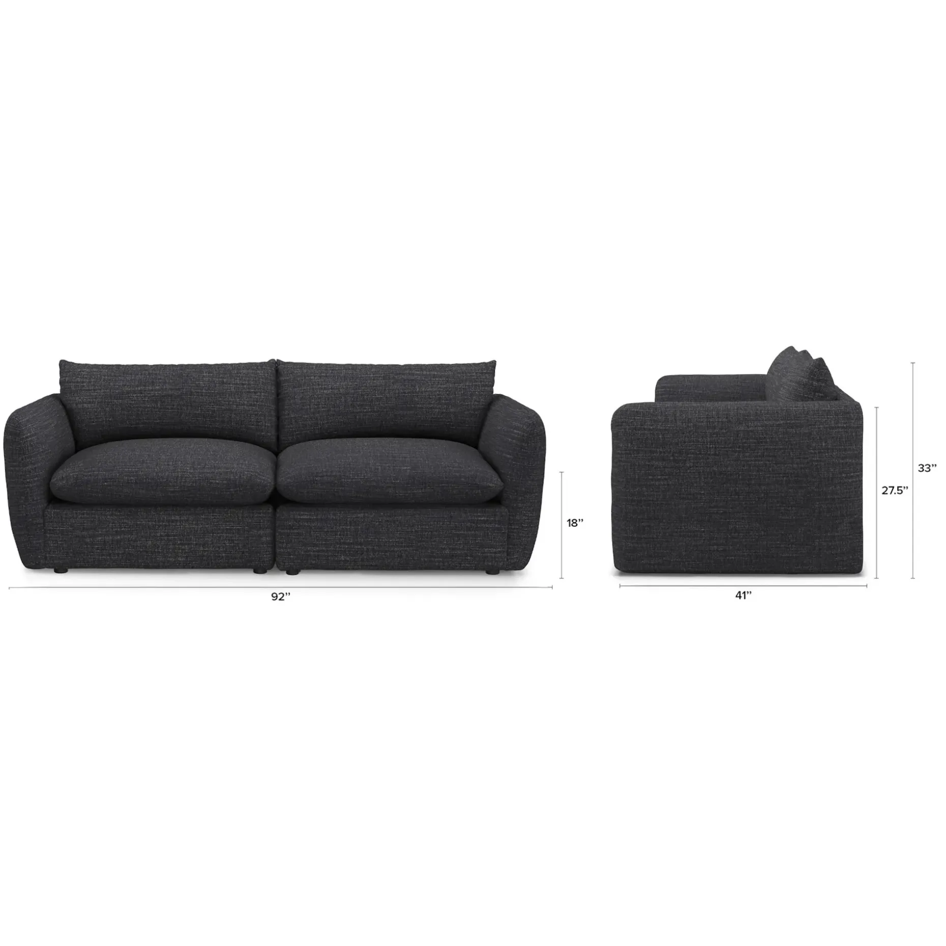 Leigh 92" Modular Sofa - Napa Charcoal