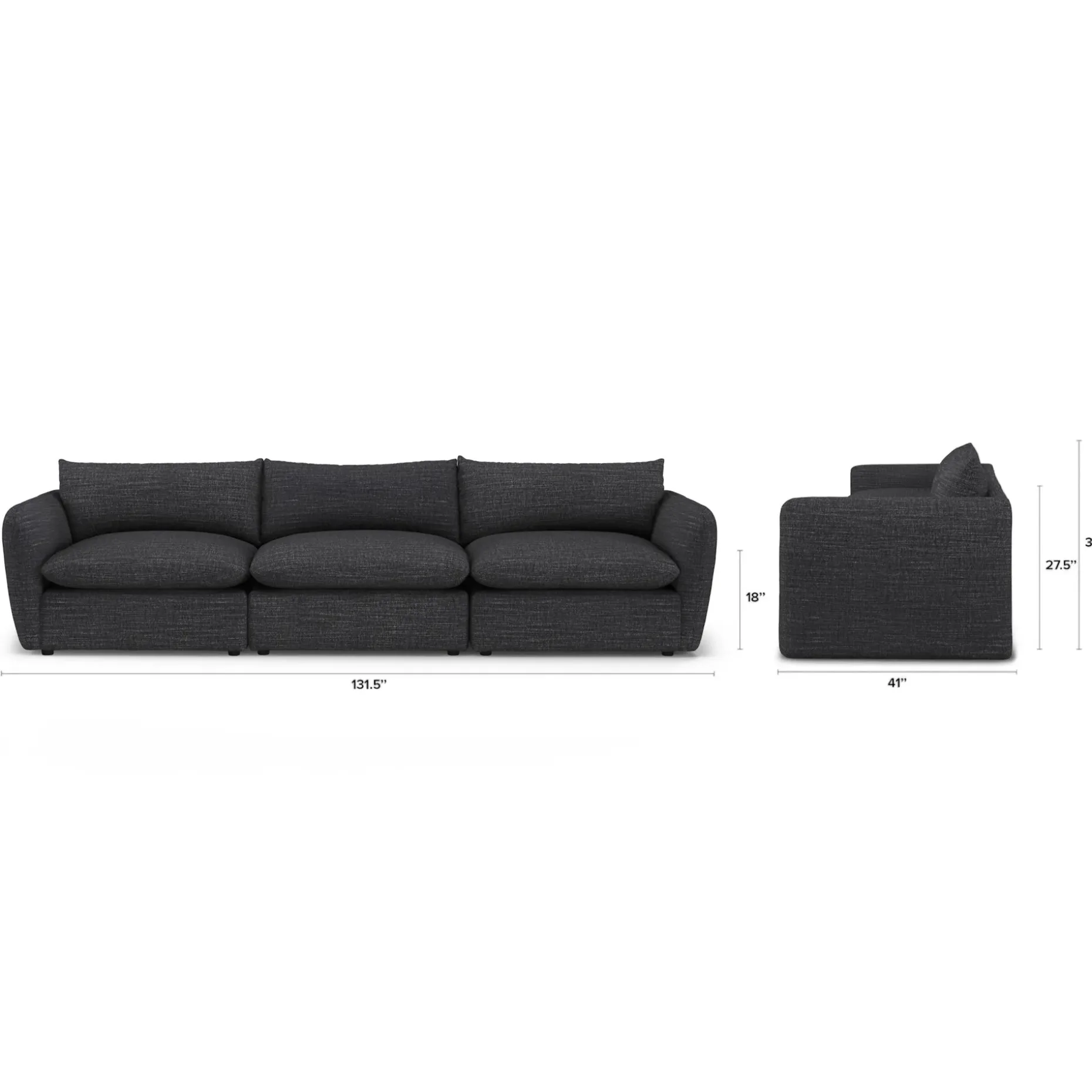 Leigh 131.5" Modular Sofa - Napa Charcoal
