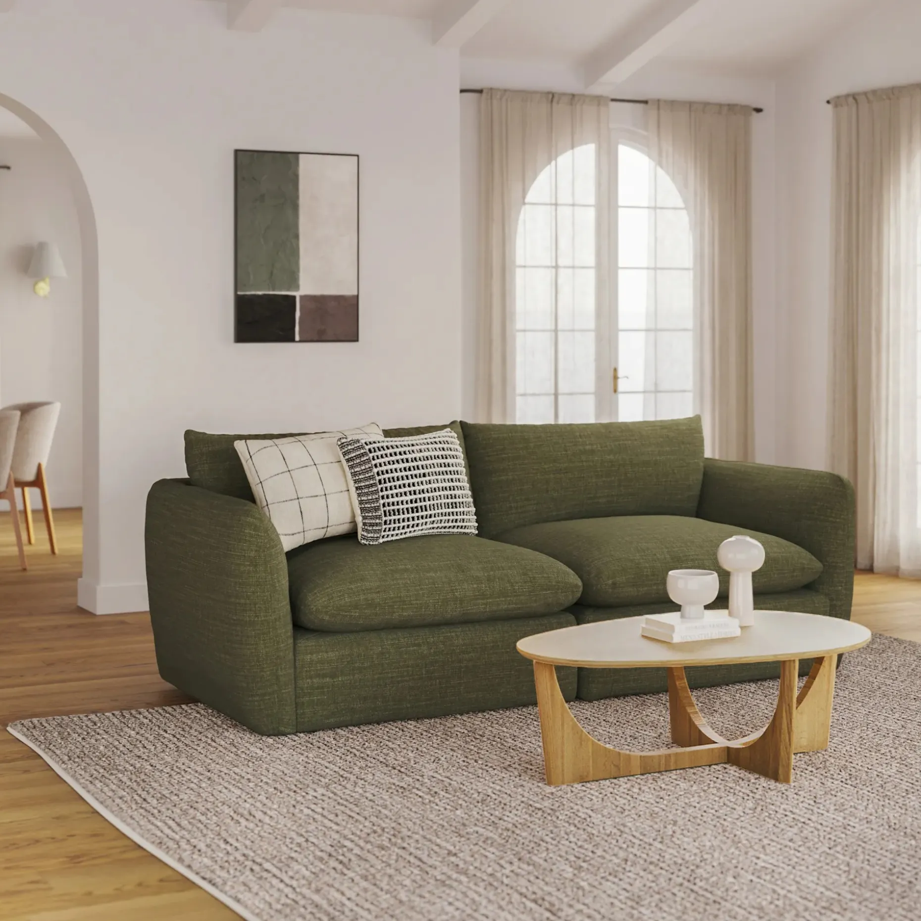 Leigh 92" Modular Sofa - Napa Moss