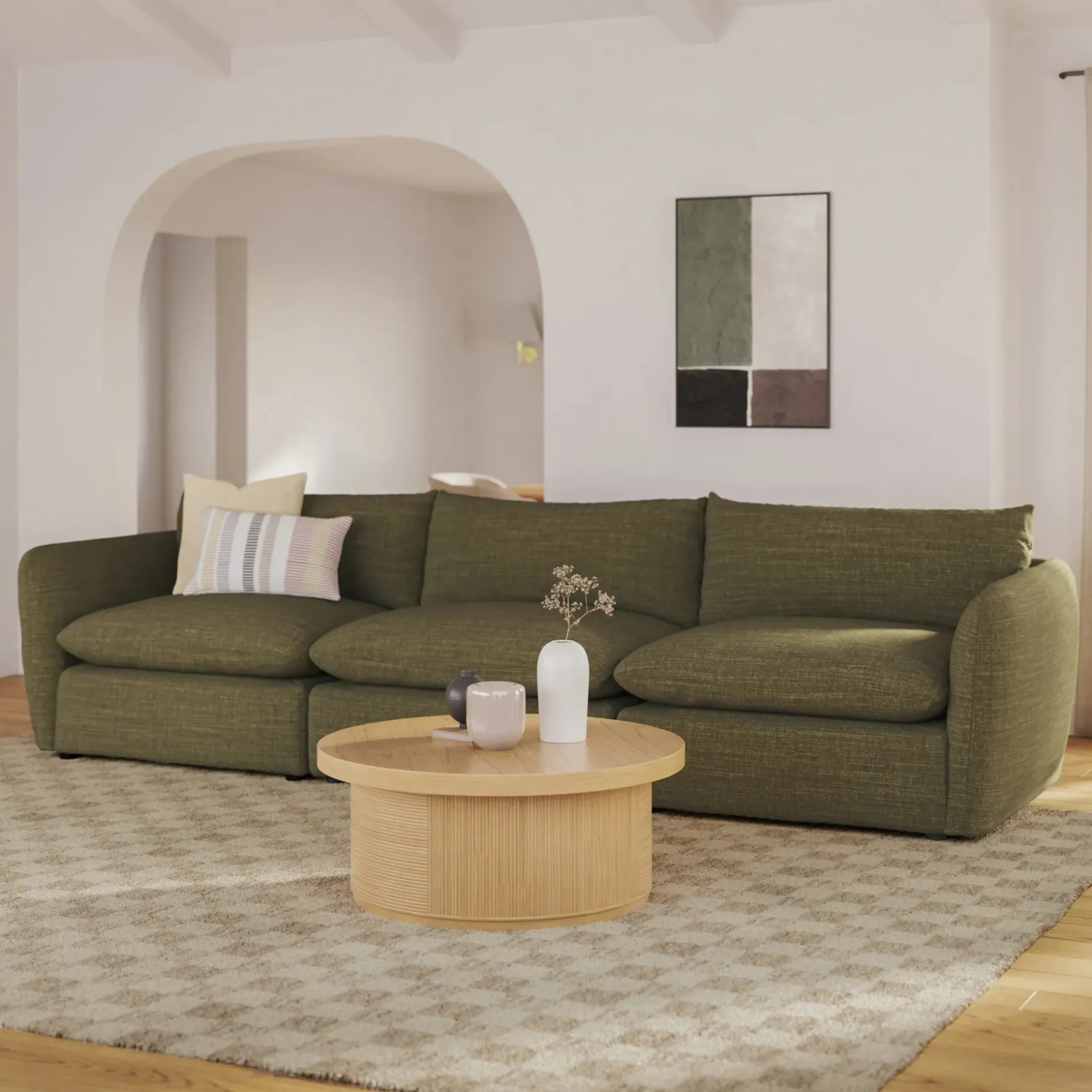 Leigh 131.5" Modular Sofa - Napa Moss
