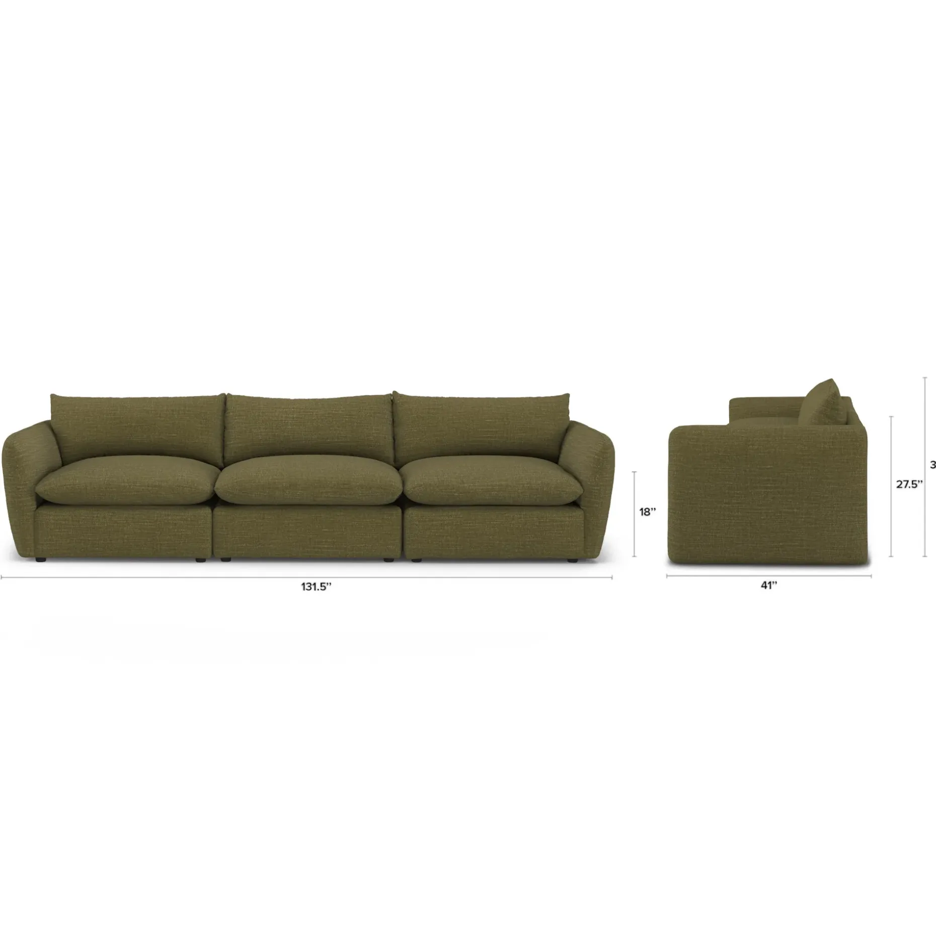 Leigh 131.5" Modular Sofa - Napa Moss