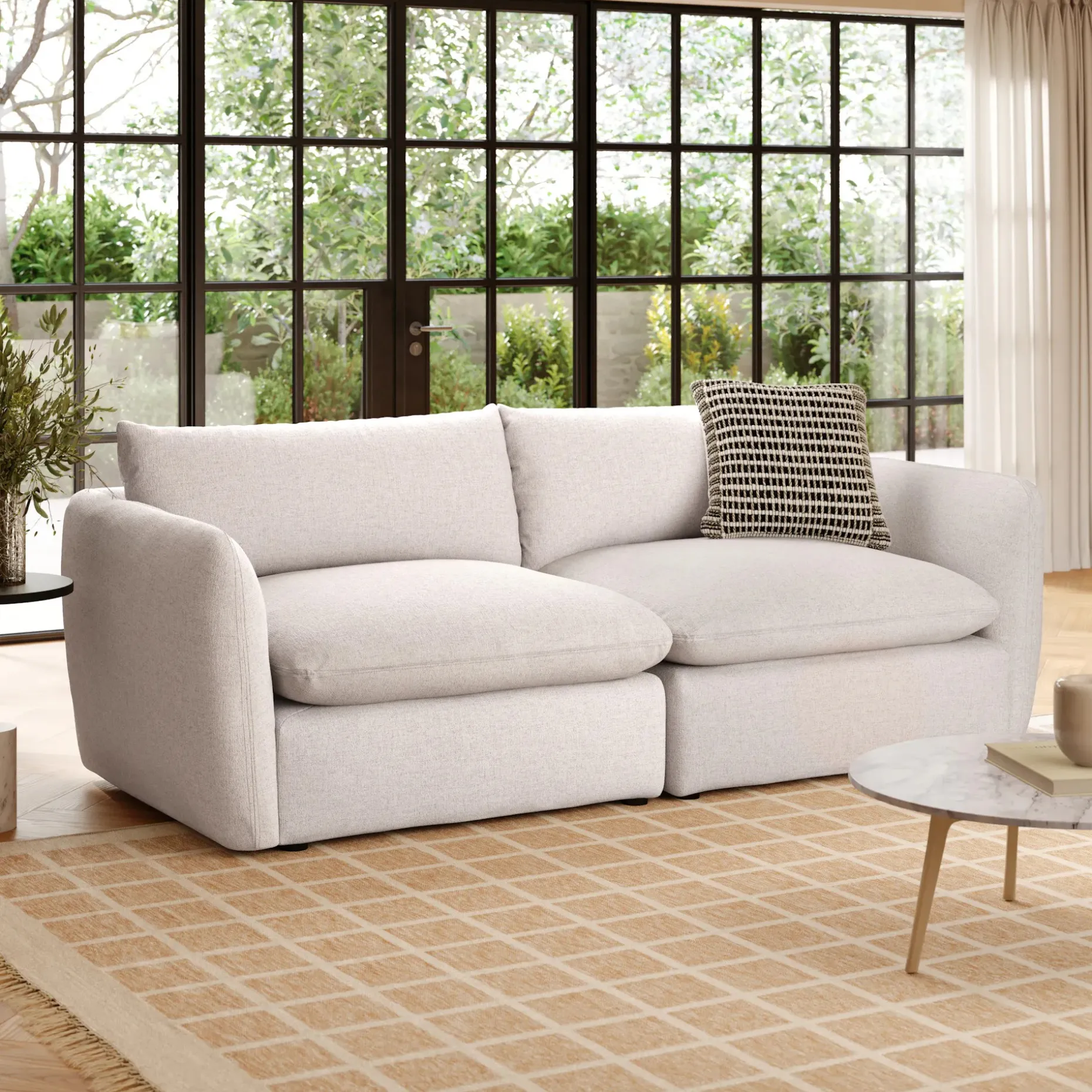 Leigh 92" Modular Sofa - Napa White