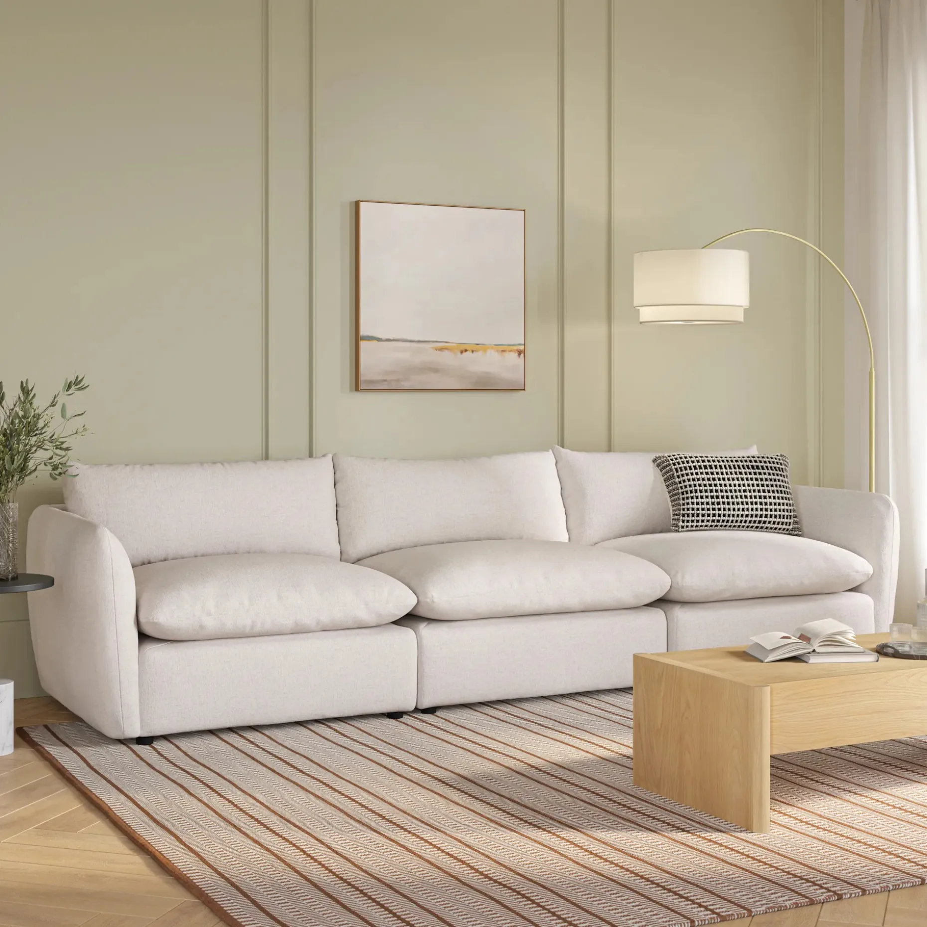 Leigh 131.5" Modular Sofa - Napa White