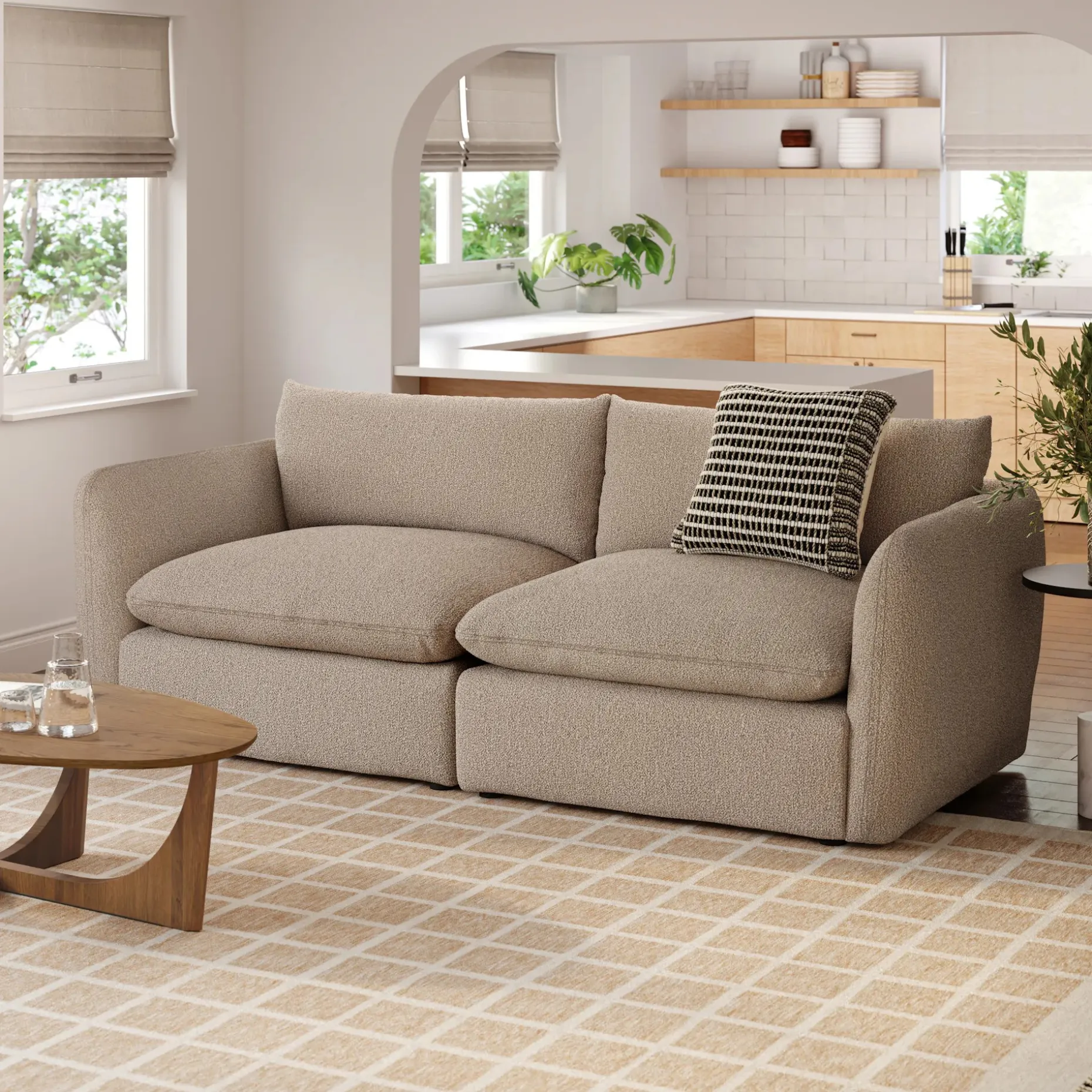 Leigh 92" Modular Sofa - Sandstone Wool Bouclé