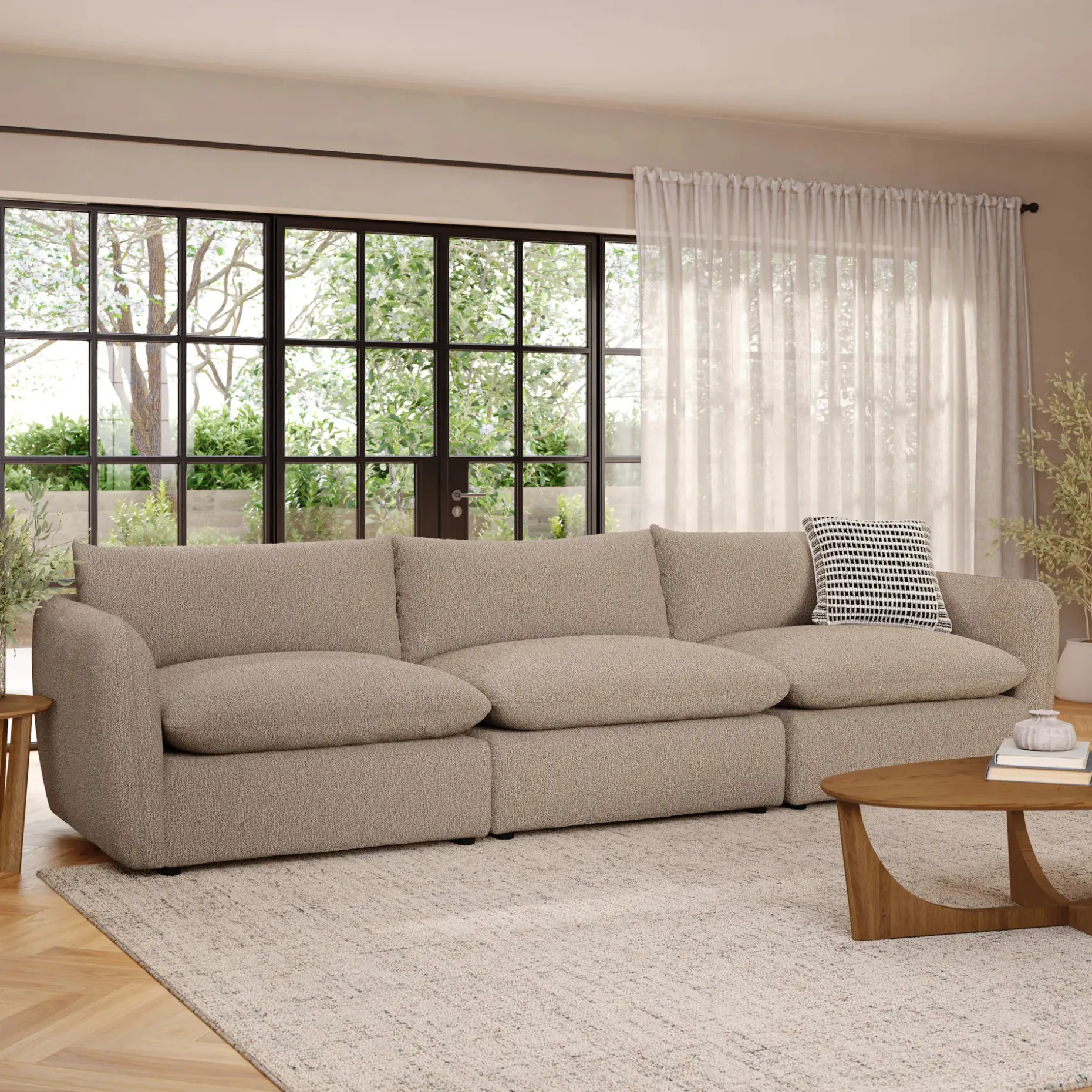 Leigh 131.5" Modular Sofa - Sandstone Wool Bouclé