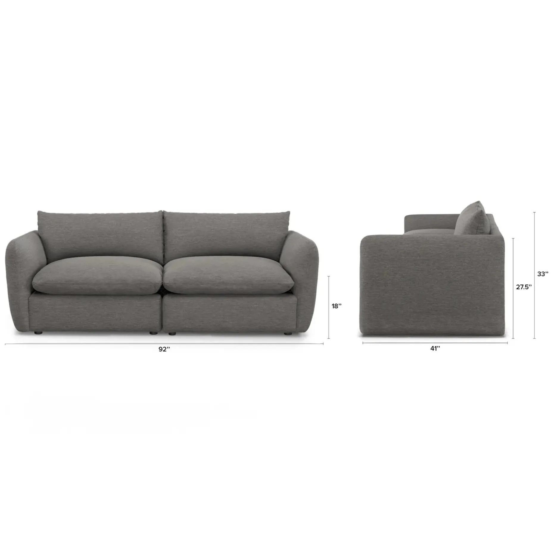 Leigh 92" Modular Sofa - Silver Gray