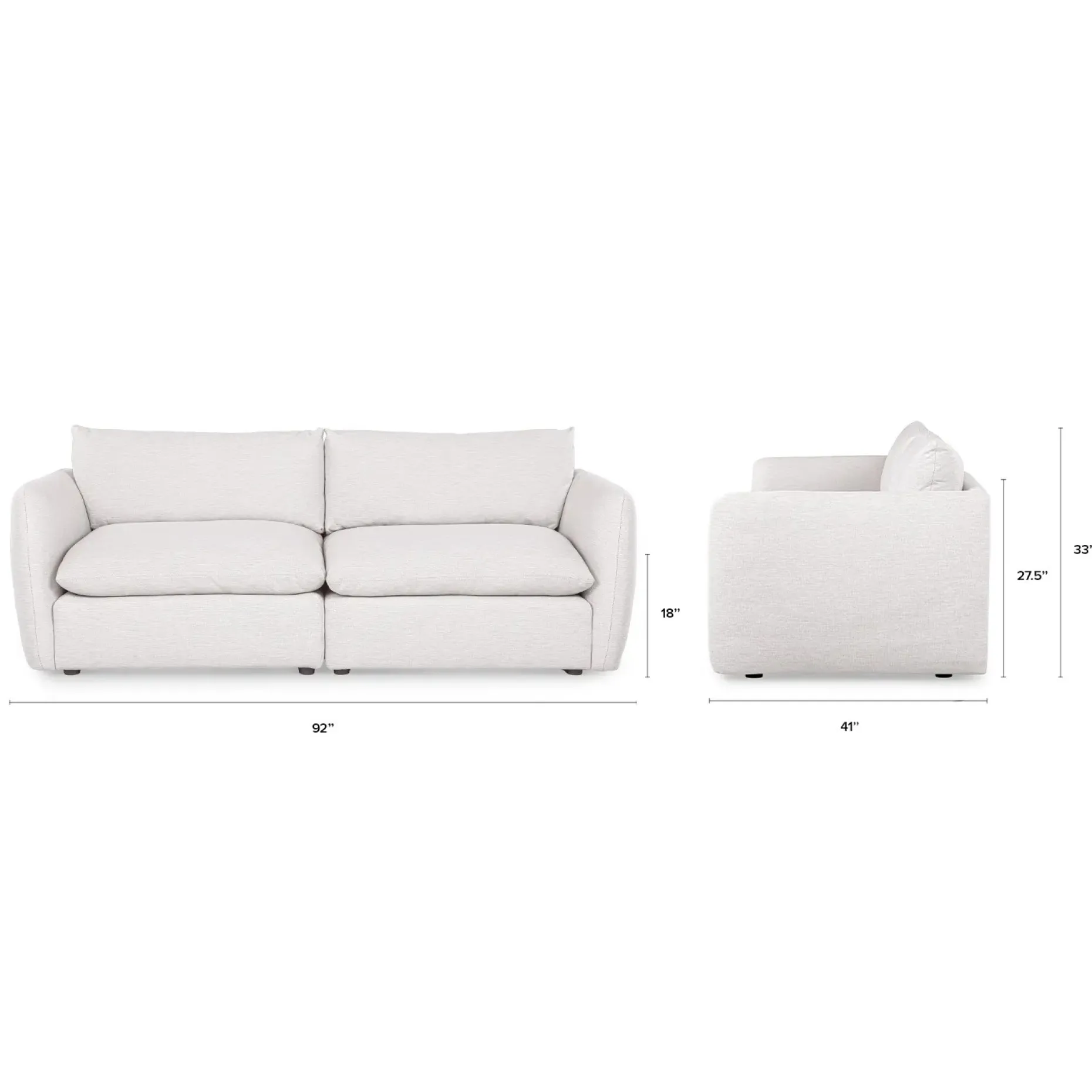 Leigh 92" Modular Sofa - Silver Ivory