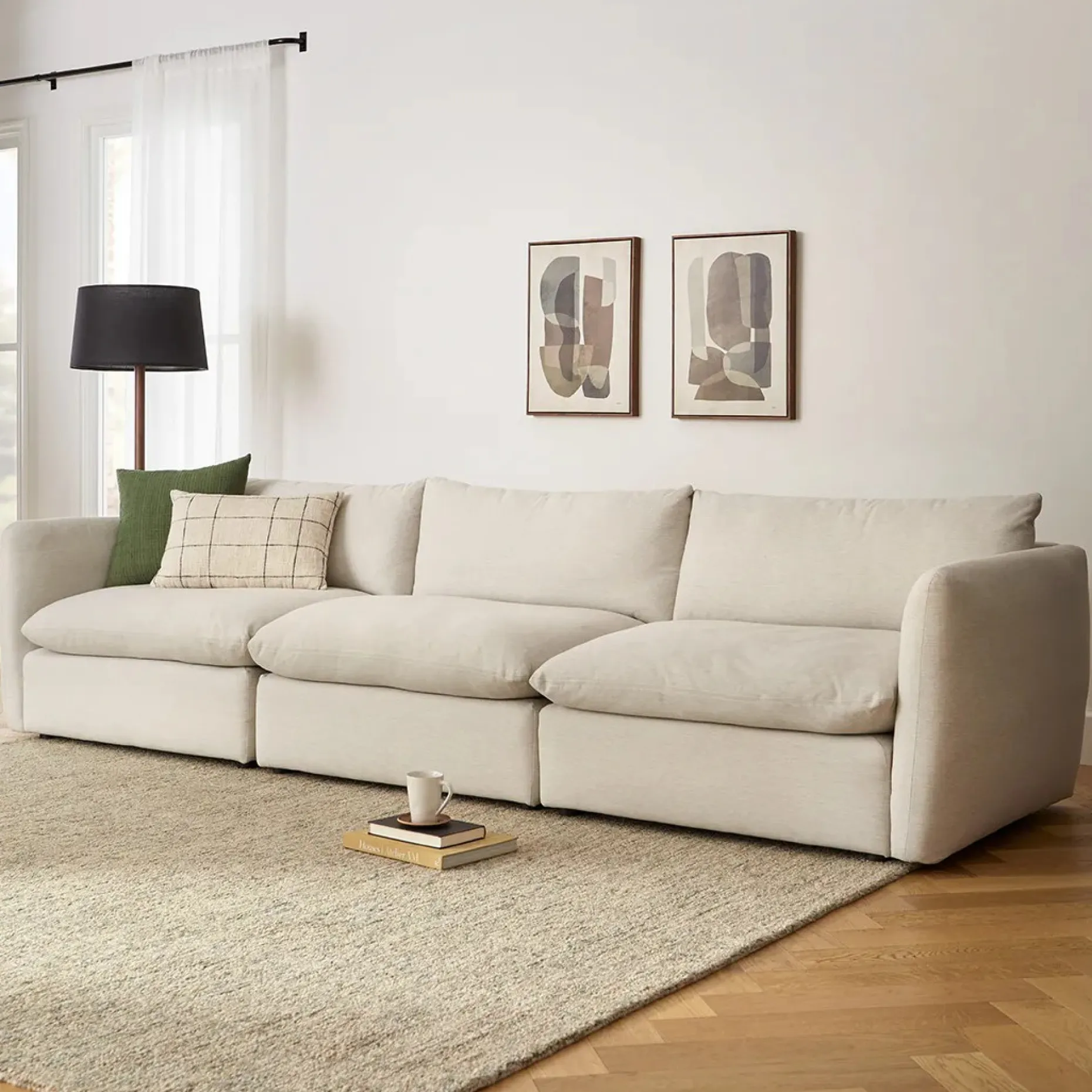 Leigh 131.5" Modular Sofa - Silver Ivory