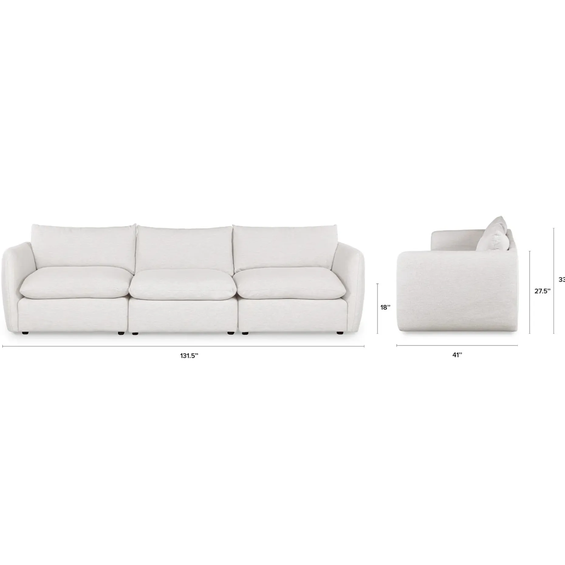 Leigh 131.5" Modular Sofa - Silver Ivory