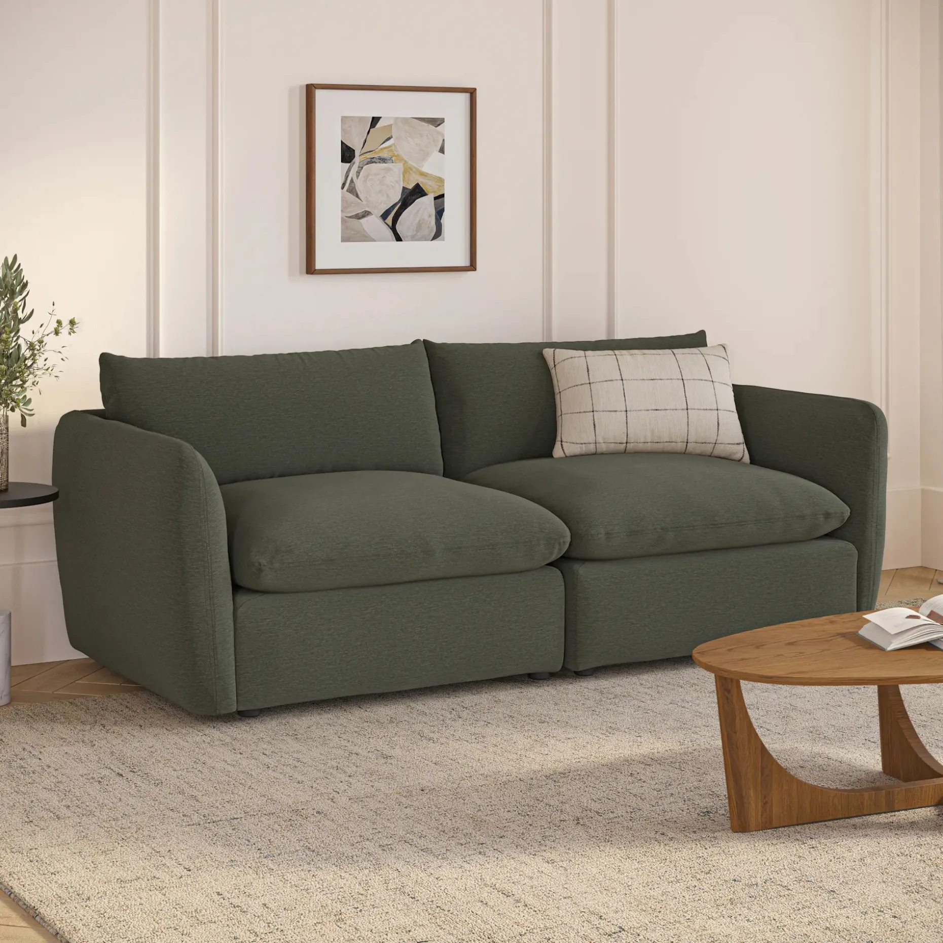 Leigh 92" Modular Sofa - Silver Moss