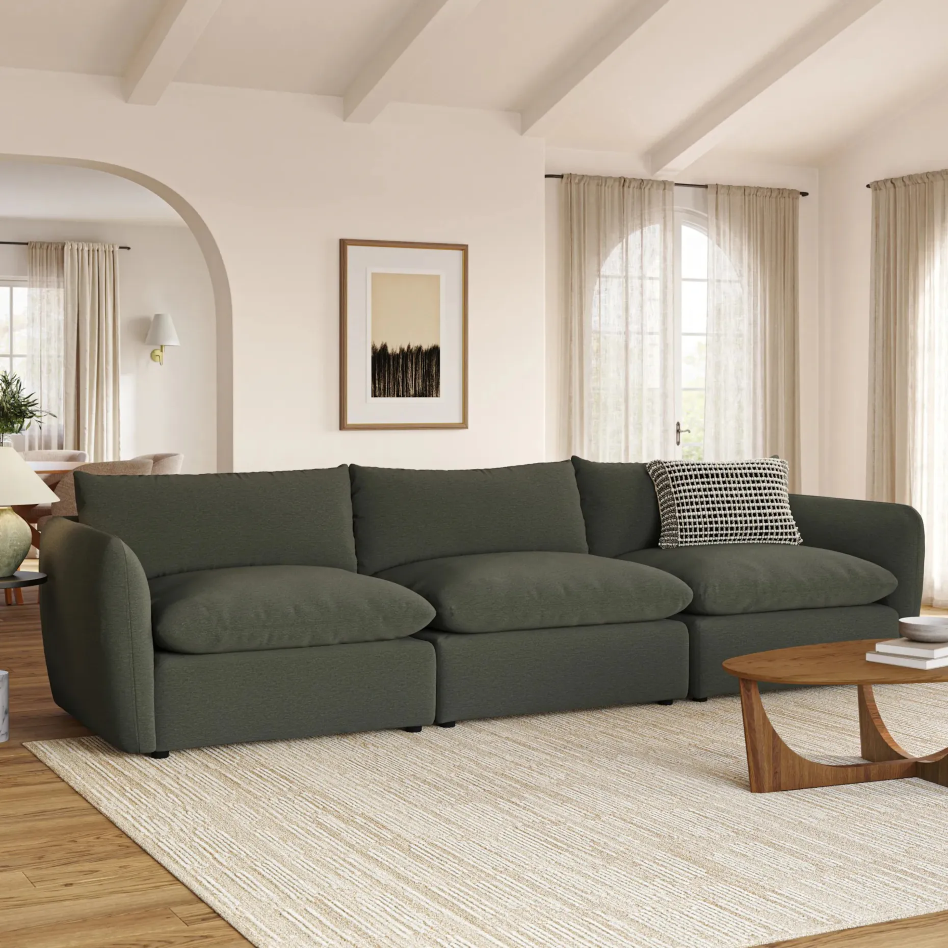 Leigh 131.5" Modular Sofa - Silver Moss