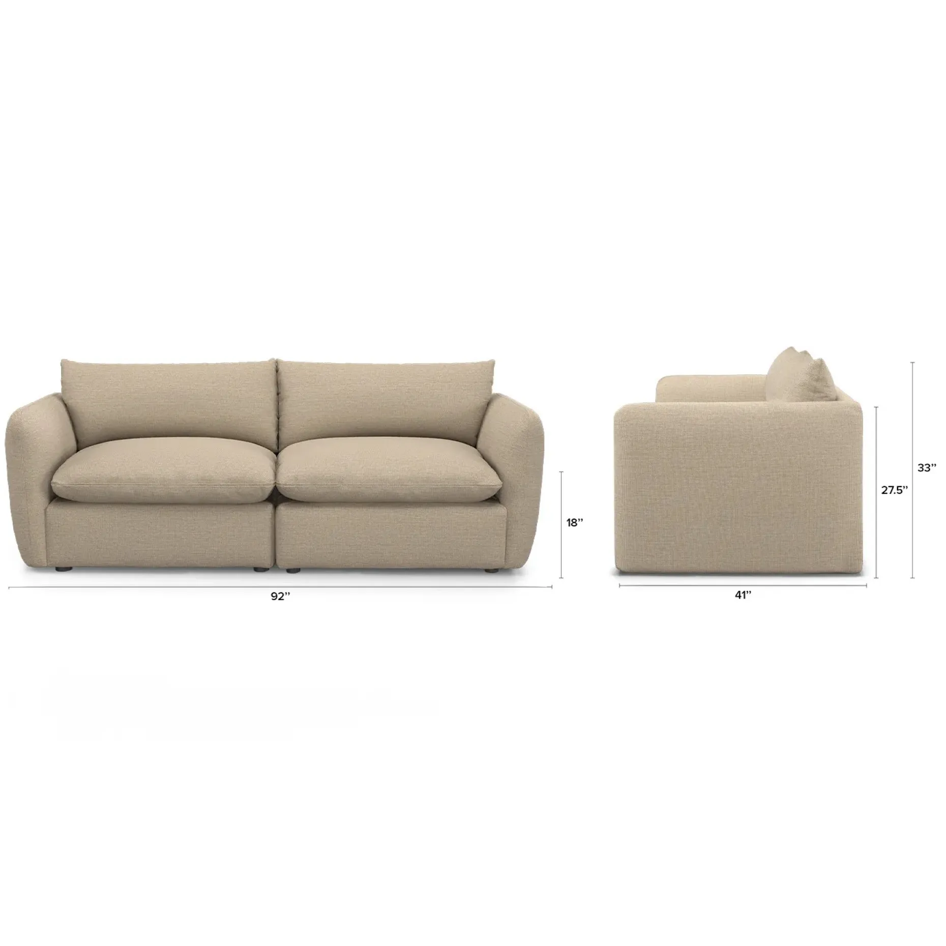 Leigh 92" Modular Sofa - Silver Taupe