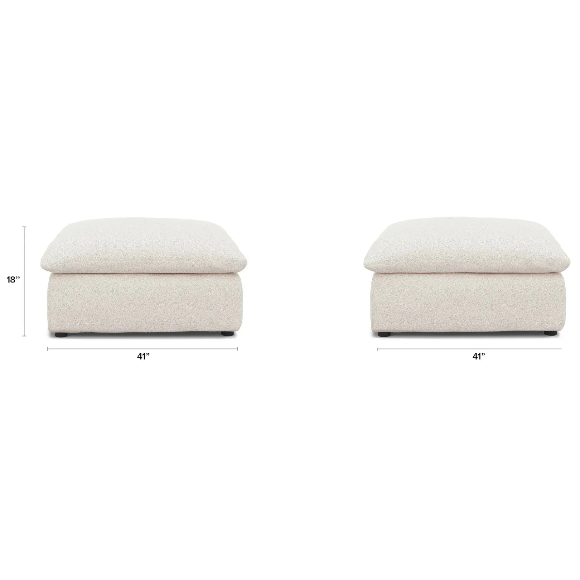 Leigh 41" Ottoman - Ivory Wool Bouclé