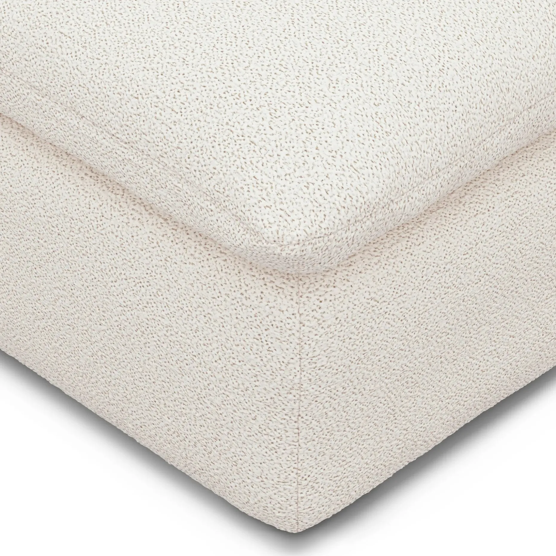 Leigh 41" Ottoman - Ivory Wool Bouclé