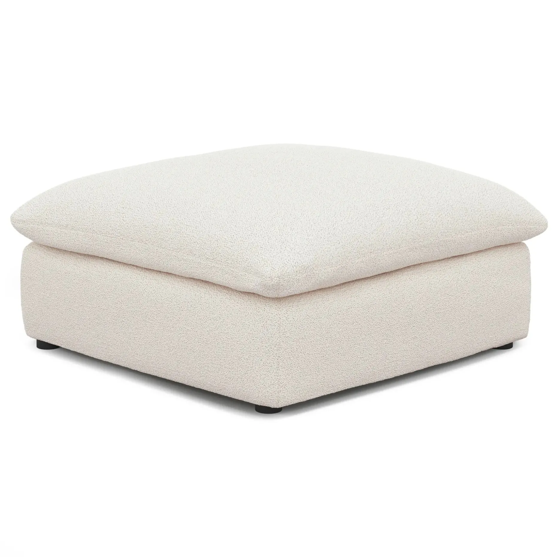 Leigh 41" Ottoman - Ivory Wool Bouclé