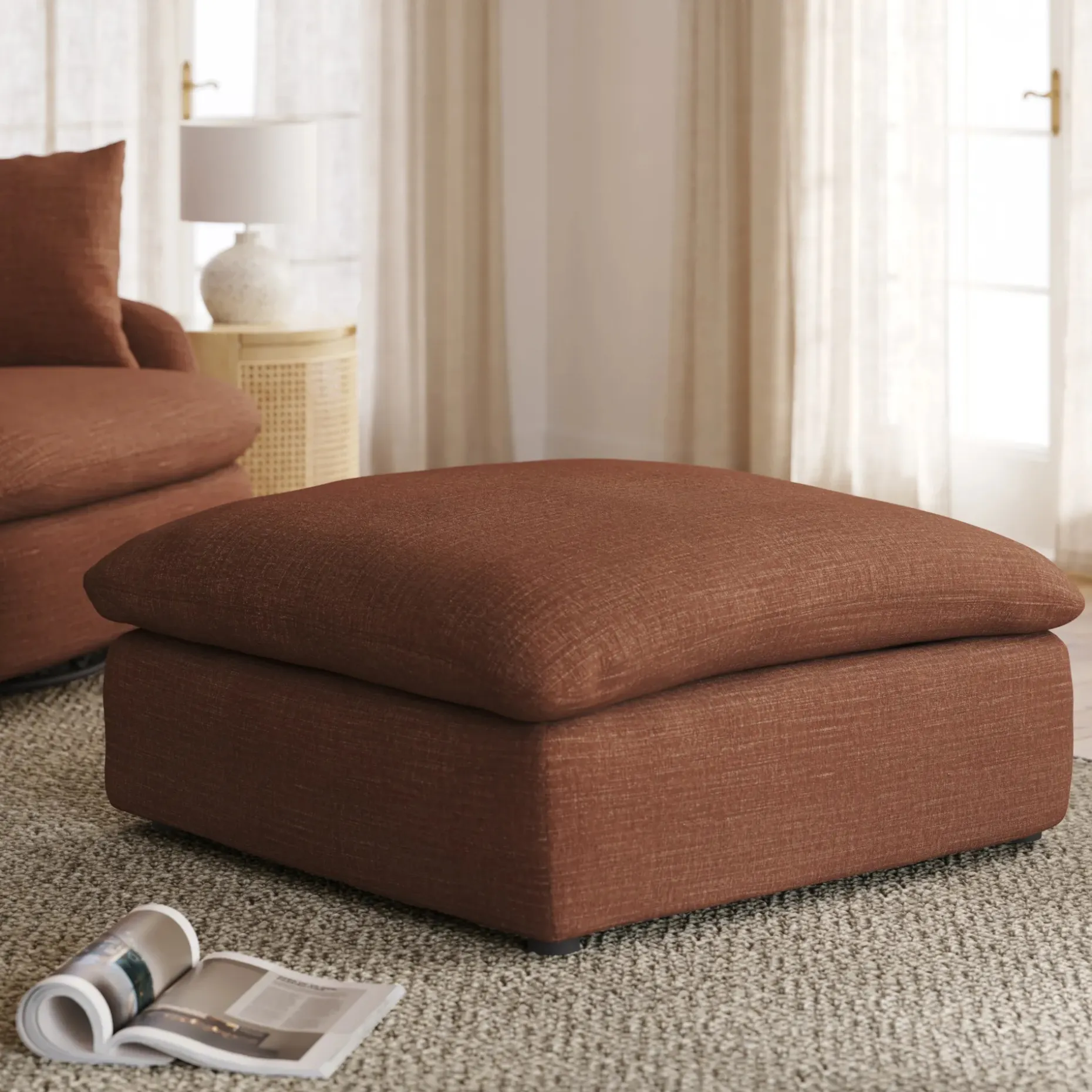 Leigh 41" Ottoman - Napa Rust