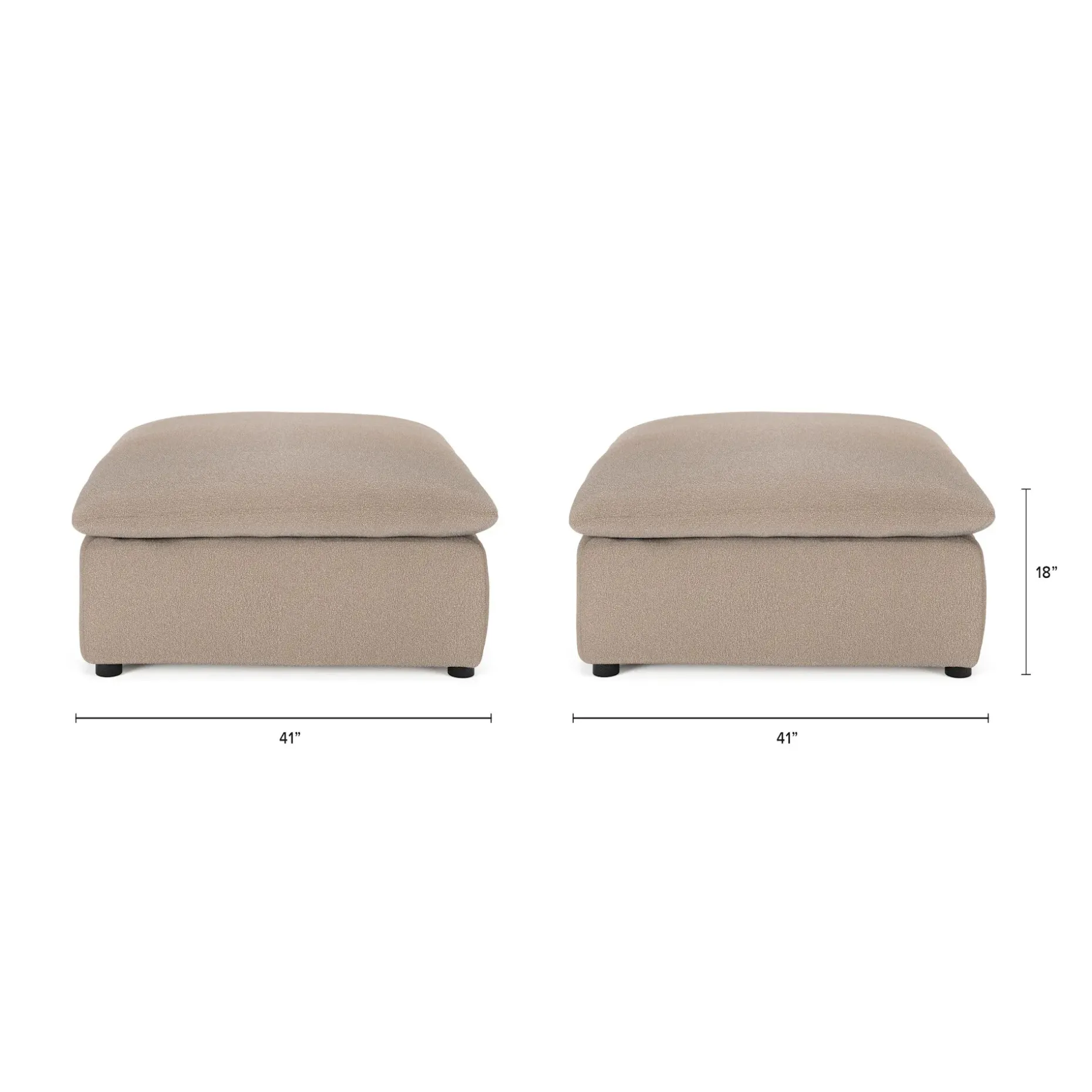 Leigh 41" Ottoman - Sandstone Wool Bouclé