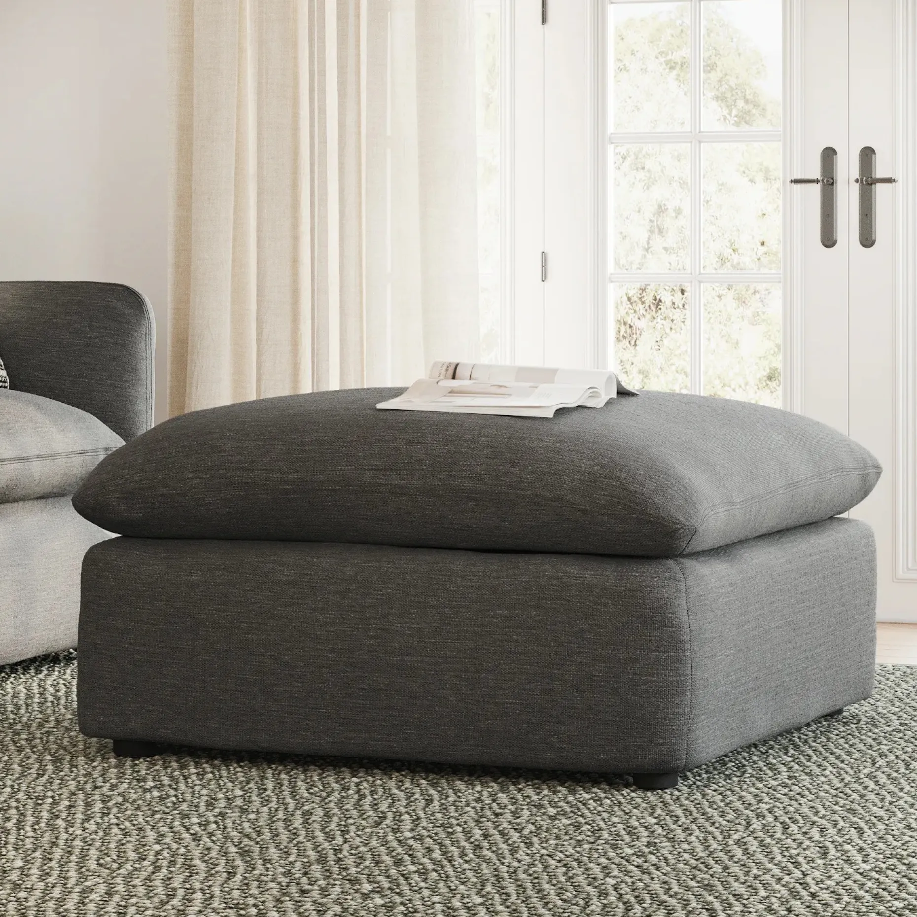 Leigh 41" Ottoman - Silver Gray