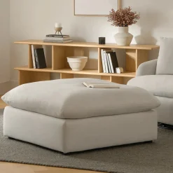 Leigh 41" Ottoman - Silver Ivory