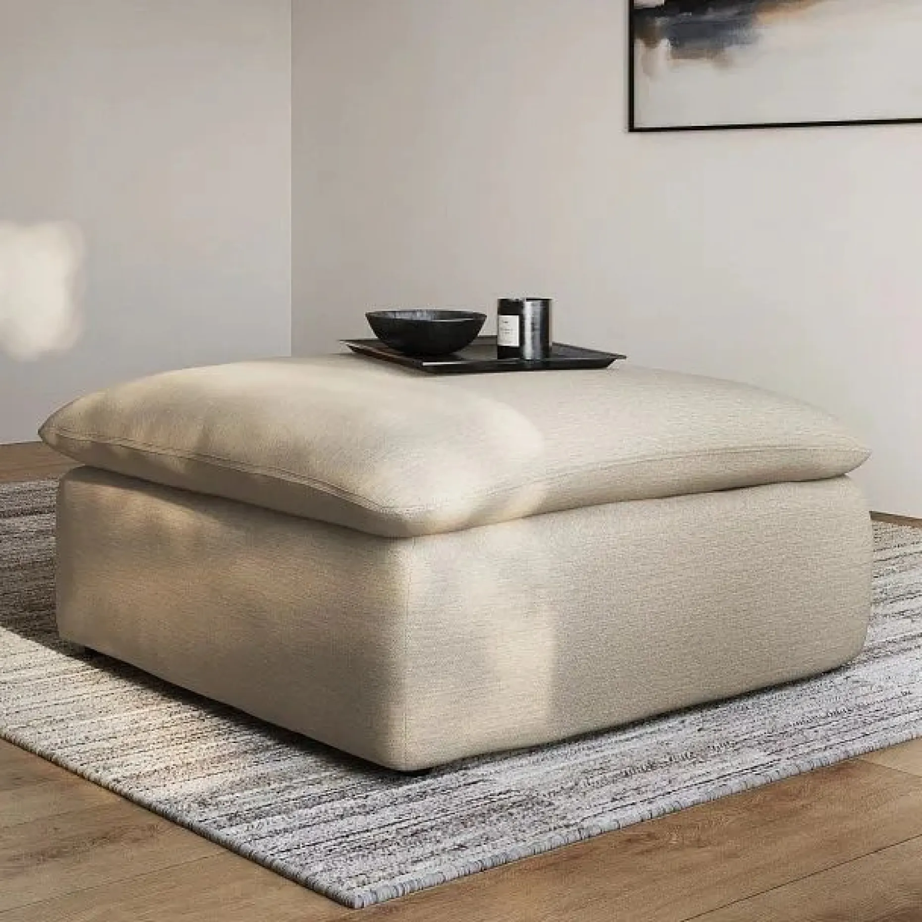 Leigh 41" Ottoman - Silver Taupe