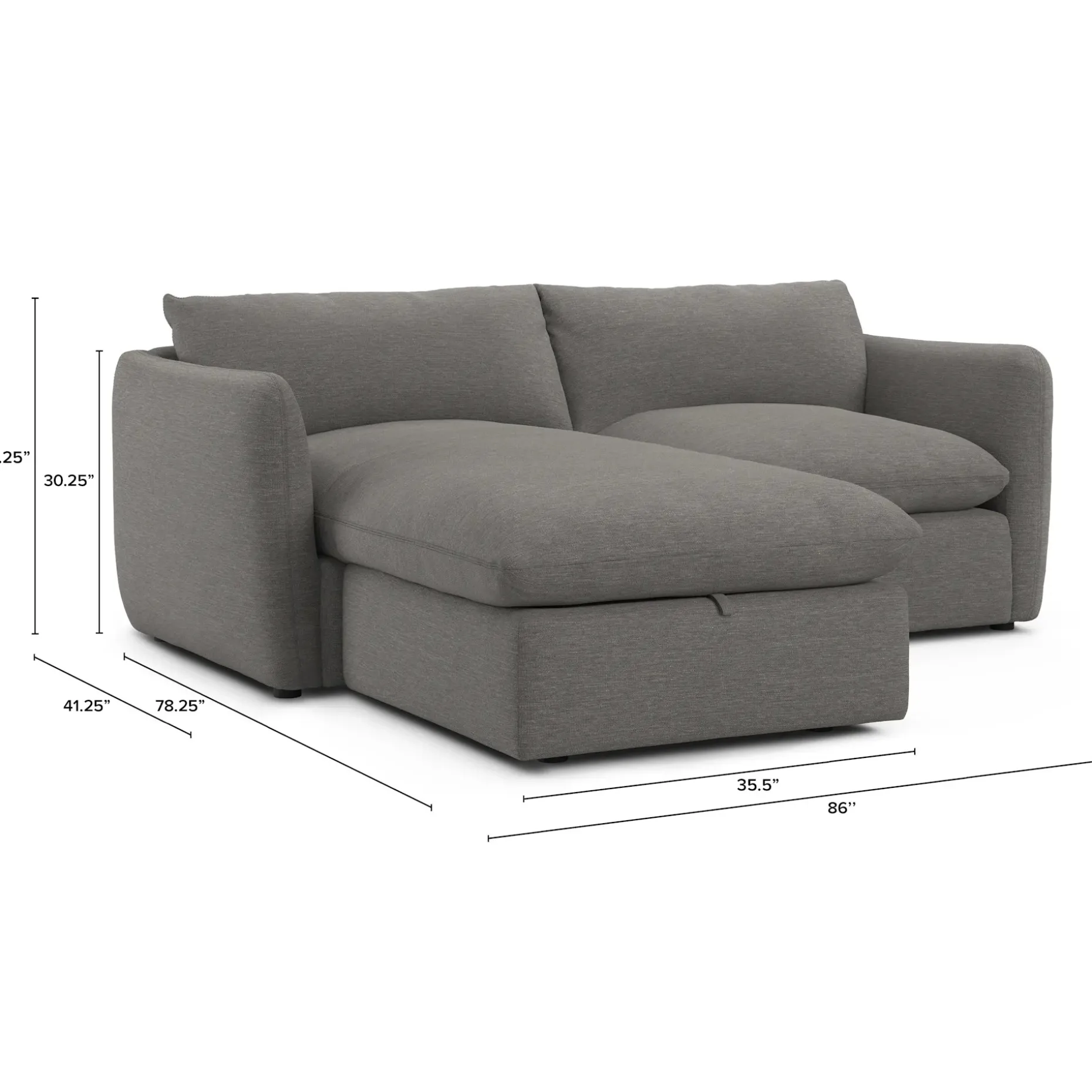 Leigh 86" Reversible Storage Sectional - Silver Gray