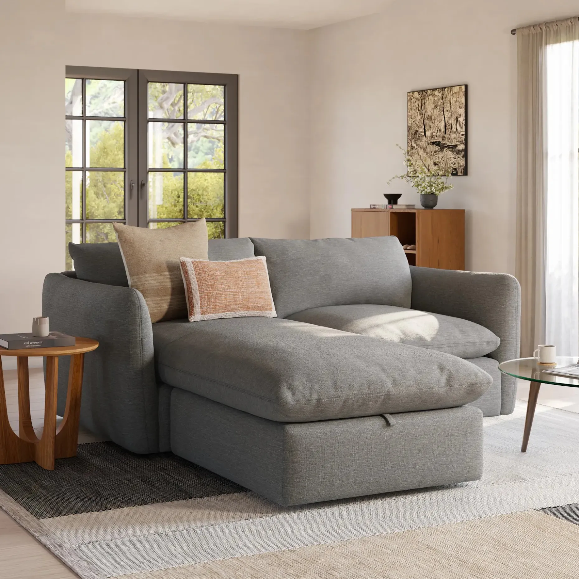 Leigh 86" Reversible Storage Sectional - Silver Gray