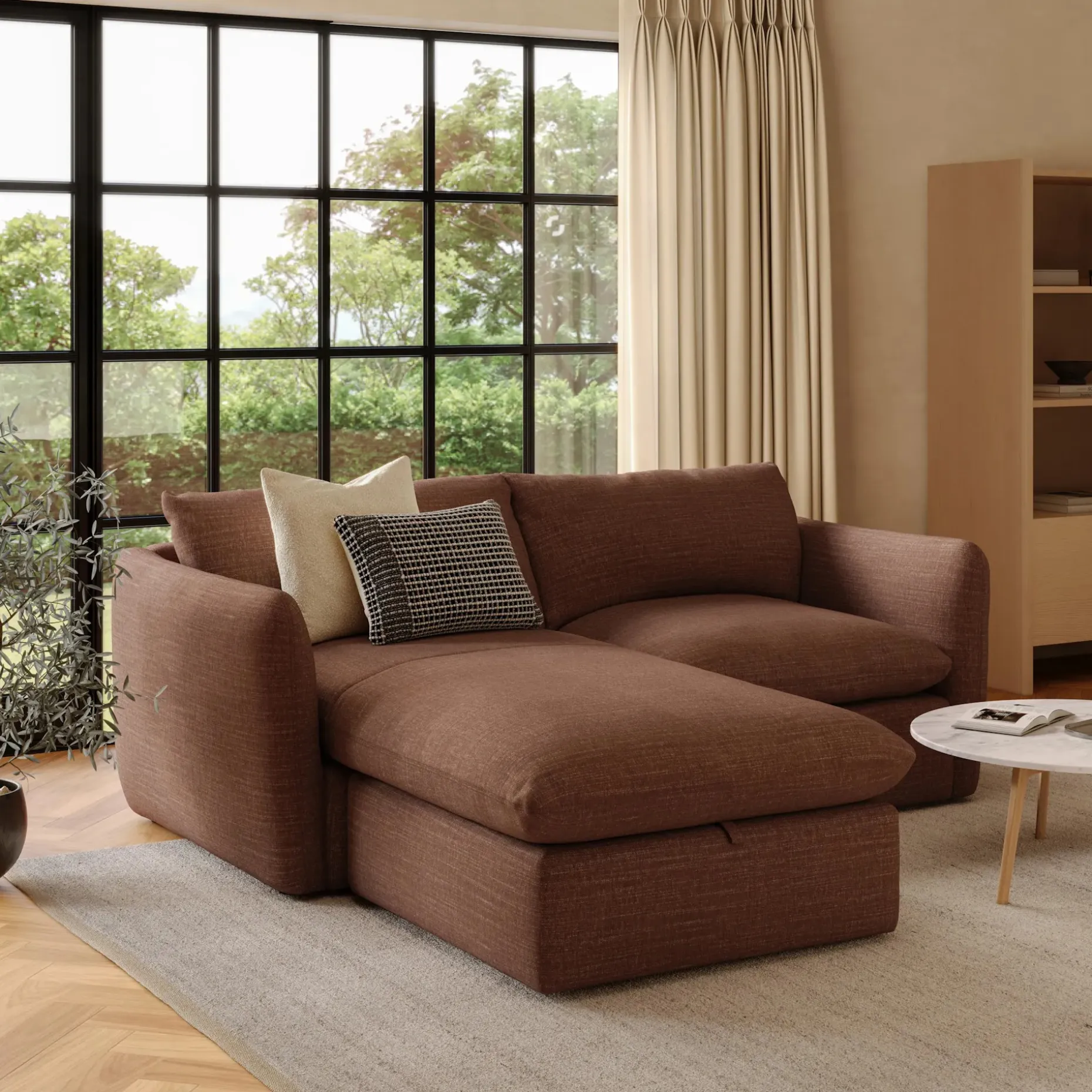 Leigh 86" Reversible Storage Sectional - Napa Rust