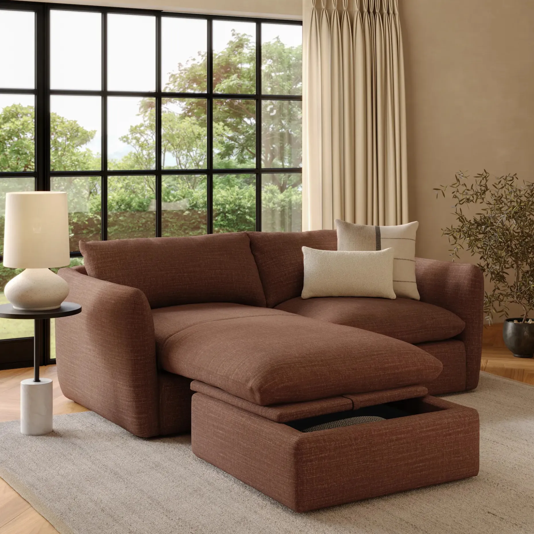 Leigh 86" Reversible Storage Sectional - Napa Rust