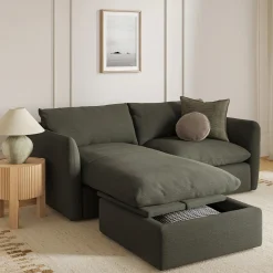 Leigh 86" Reversible Storage Sectional - Silver Moss