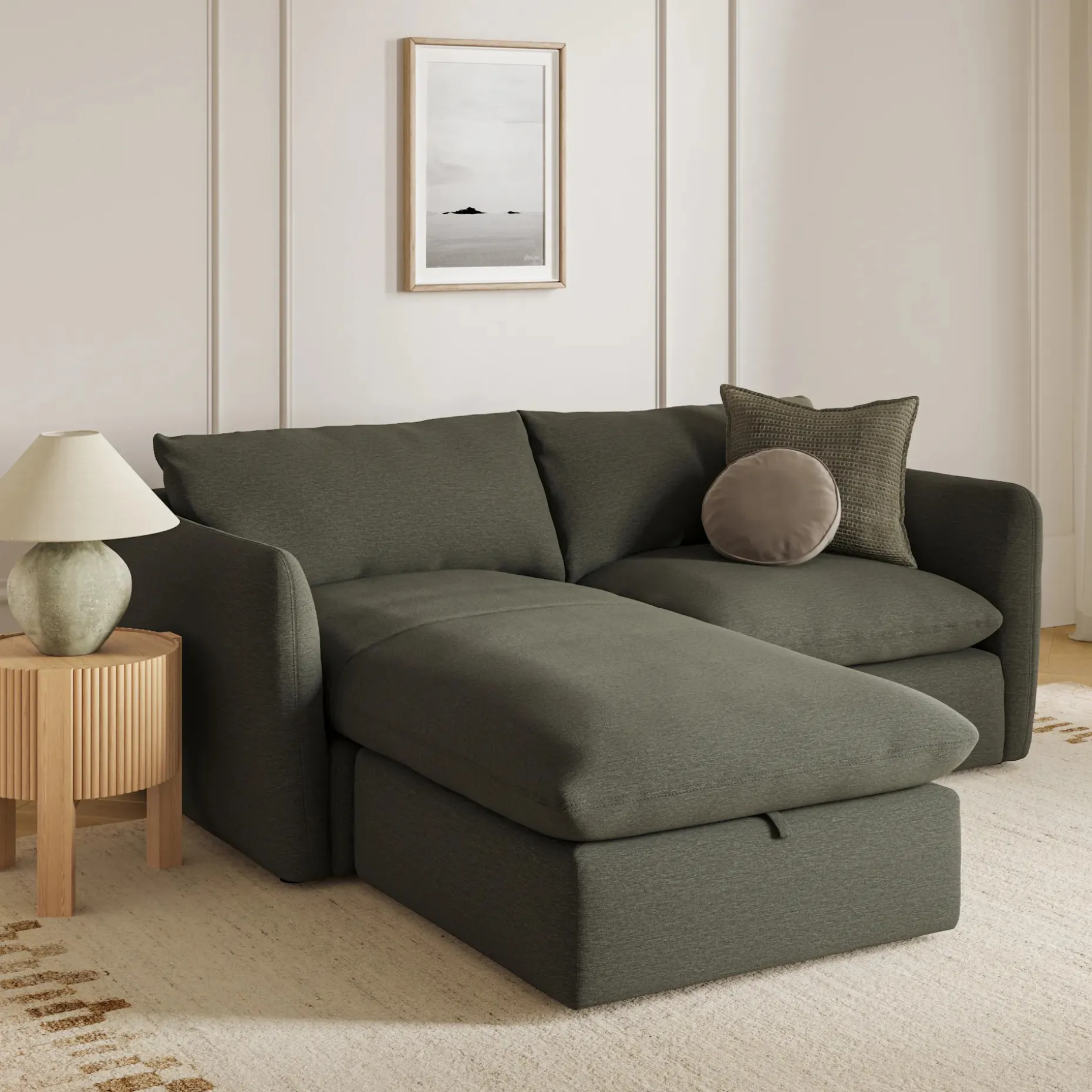 Leigh 86" Reversible Storage Sectional - Silver Moss