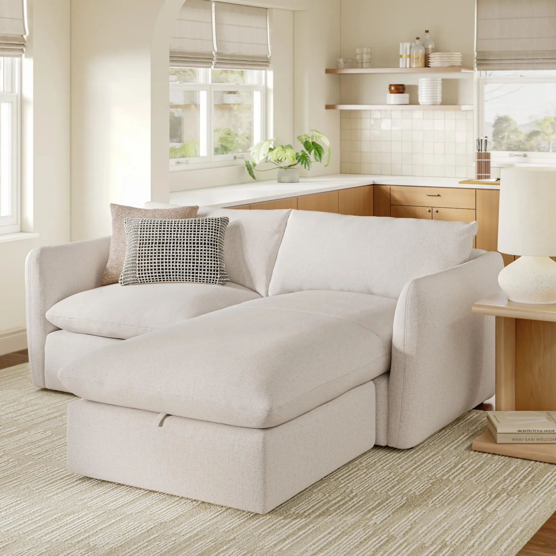 Leigh 86" Reversible Storage Sectional - Napa White