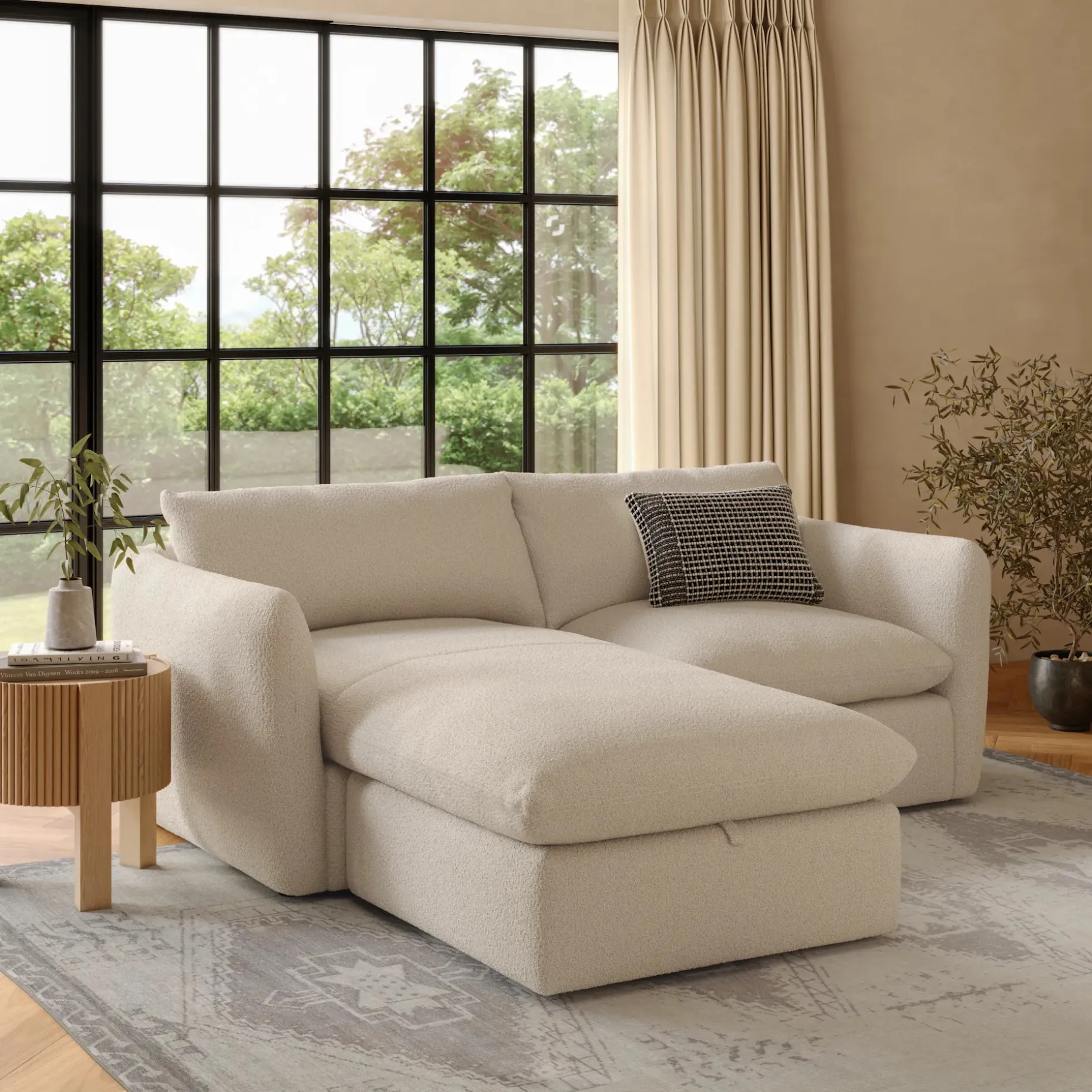 Leigh 86" Reversible Storage Sectional - Ivory Wool Bouclé