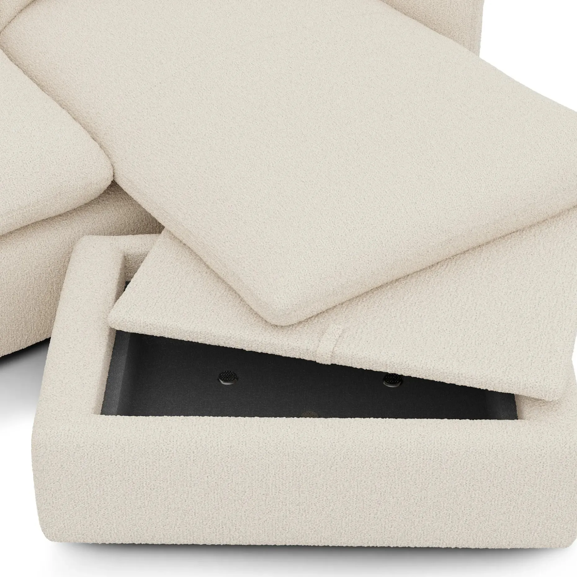 Leigh 86" Reversible Storage Sectional - Ivory Wool Bouclé